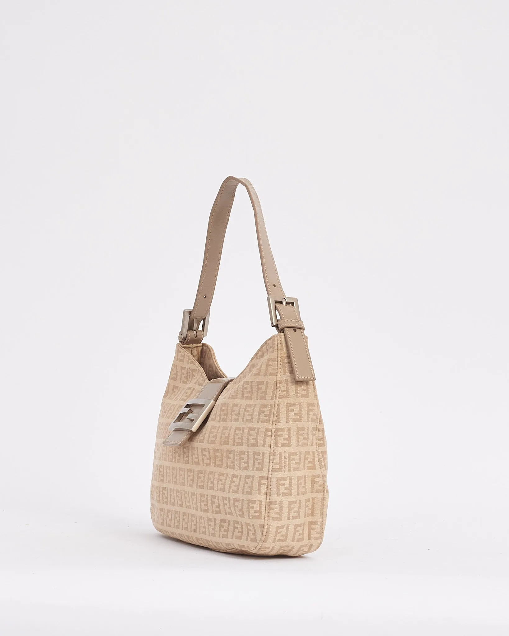 Fendi Beige Canvas Zucchino Print Hobo Shoulder Bag