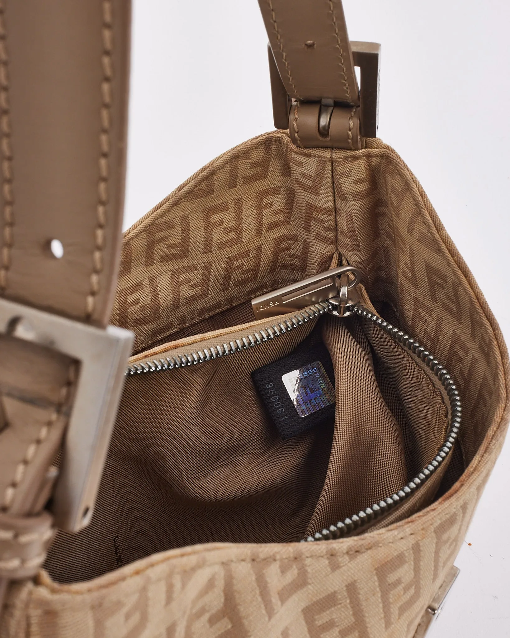 Fendi Beige Canvas Zucchino Print Hobo Shoulder Bag