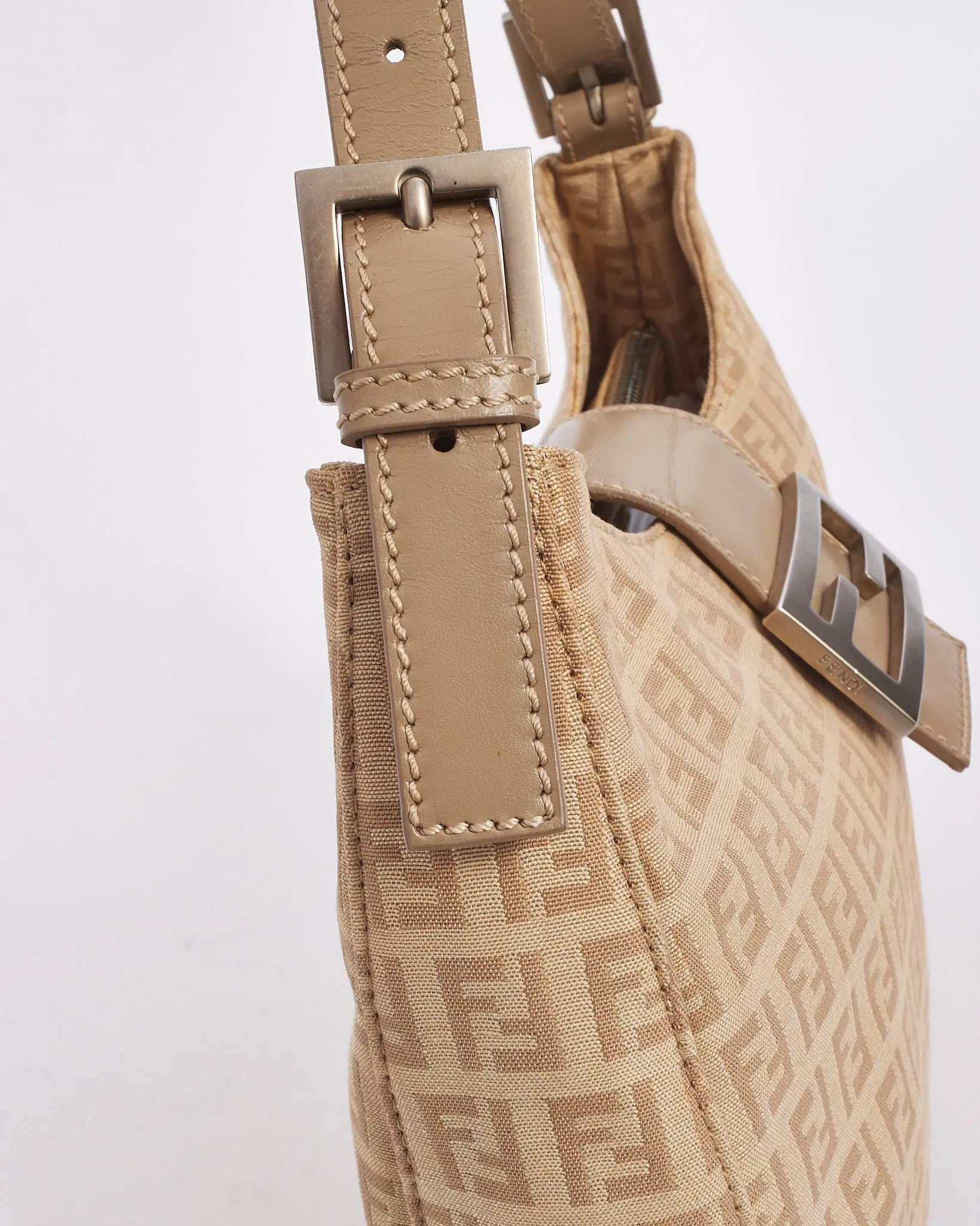 Fendi Beige Canvas Zucchino Print Hobo Shoulder Bag