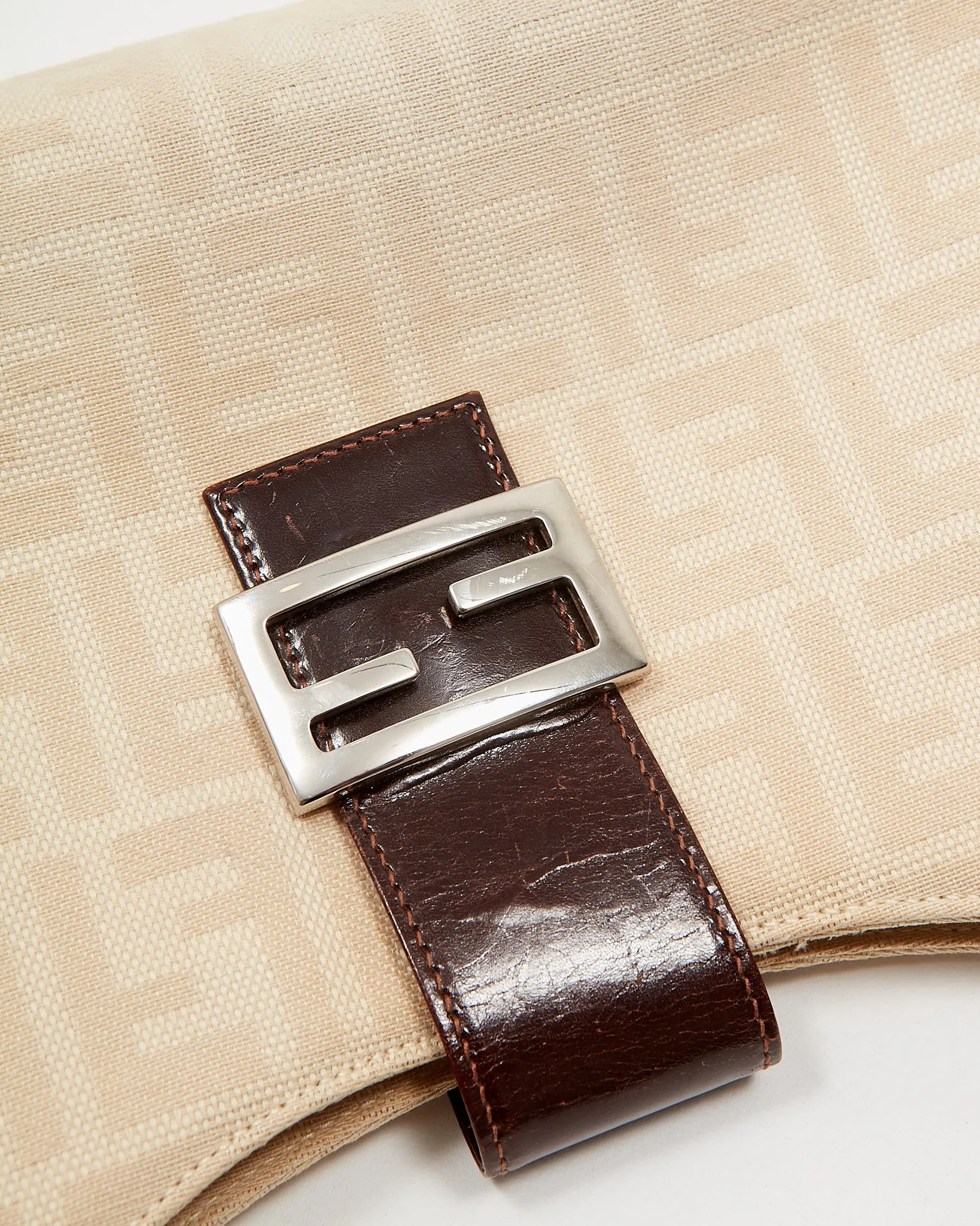 Fendi Beige/White Zucca Print Shoulder Bag