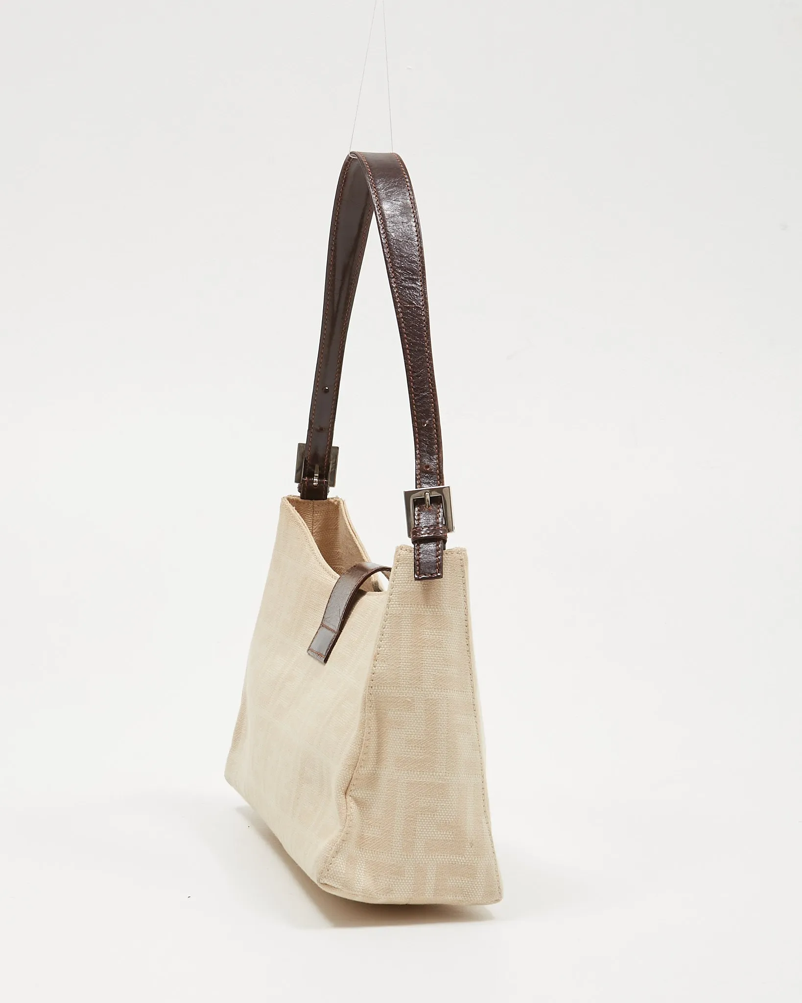 Fendi Beige/White Zucca Print Shoulder Bag