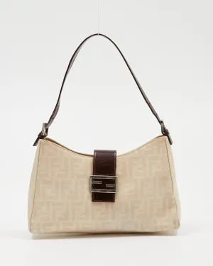 Fendi Beige/White Zucca Print Shoulder Bag