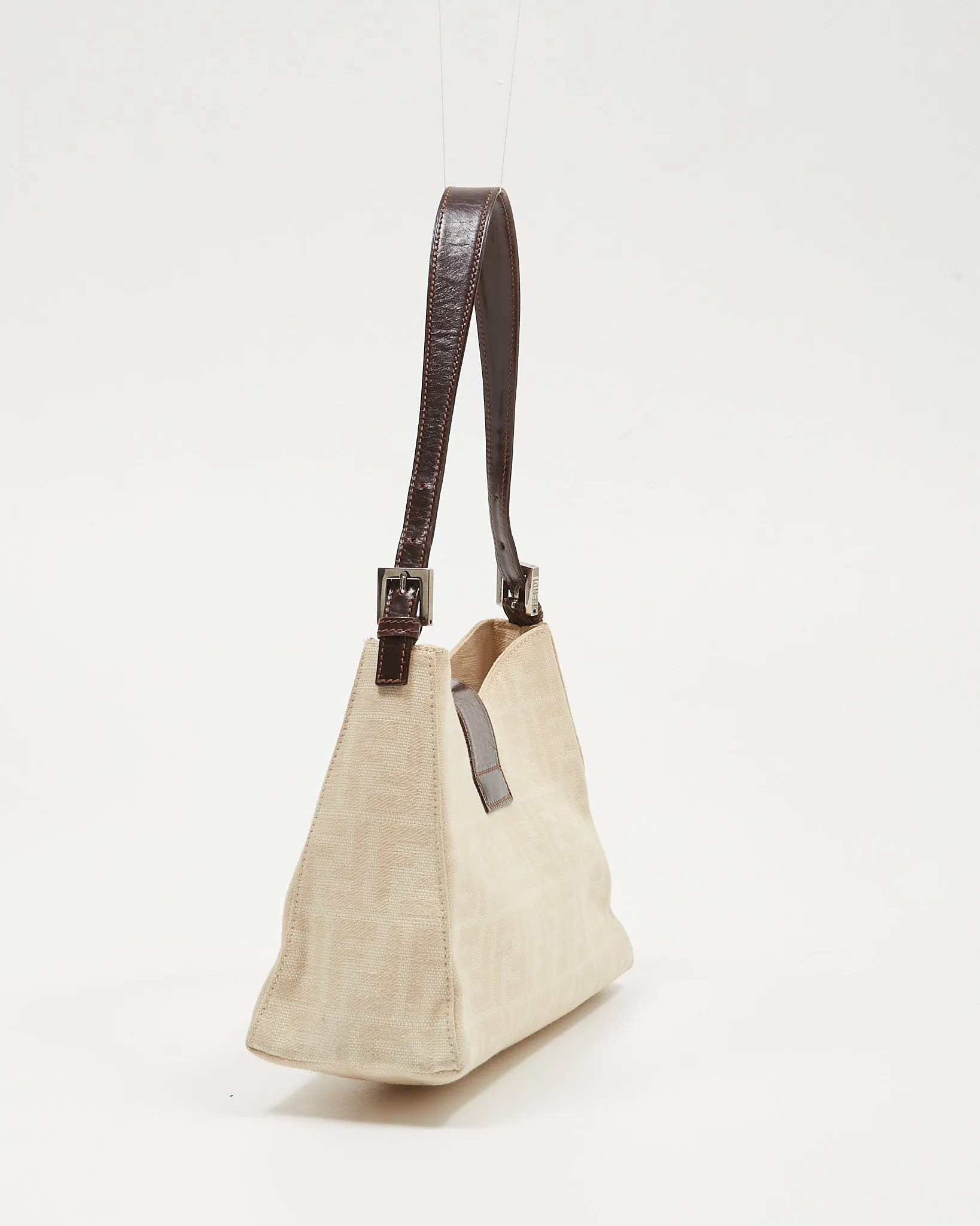 Fendi Beige/White Zucca Print Shoulder Bag