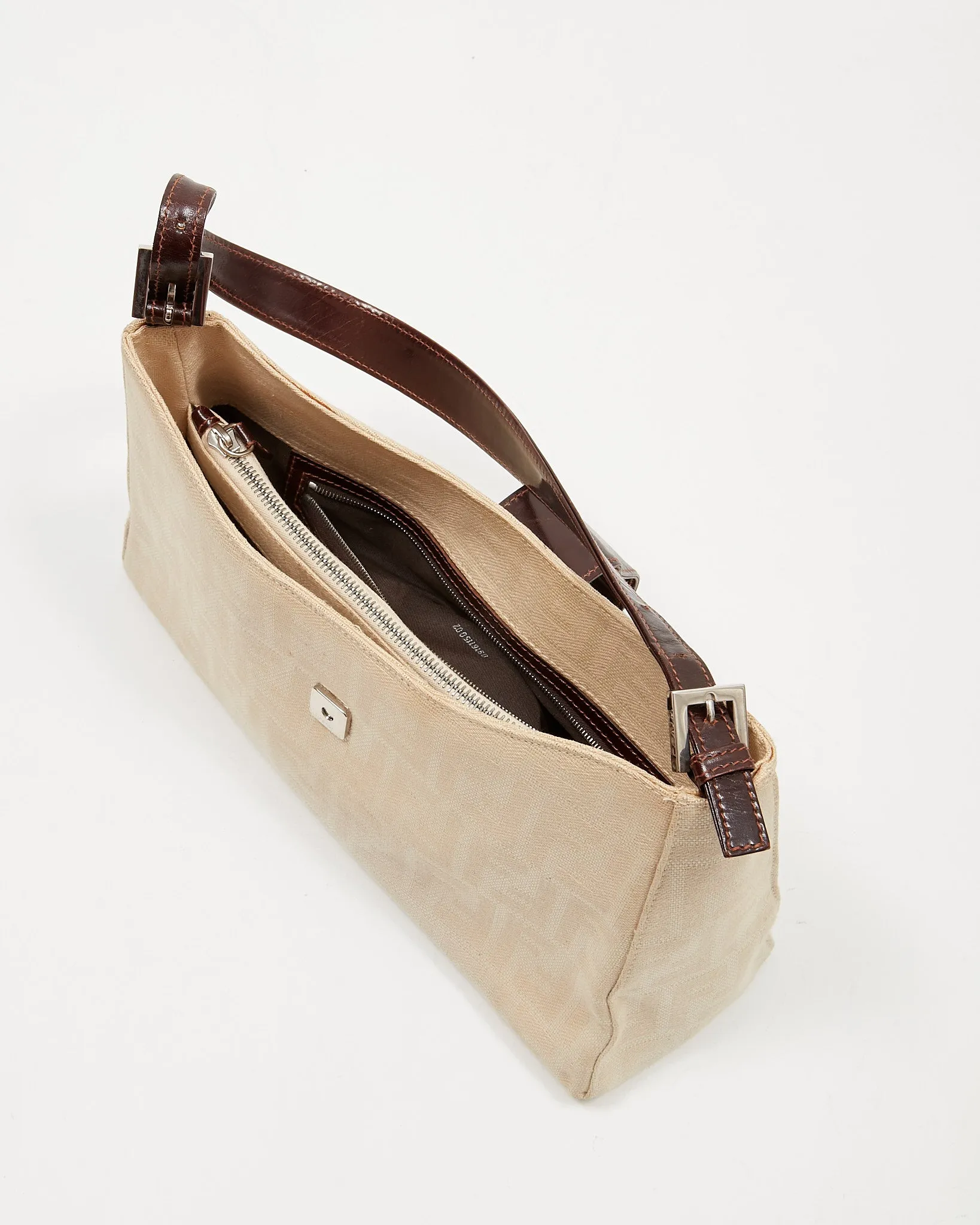 Fendi Beige/White Zucca Print Shoulder Bag