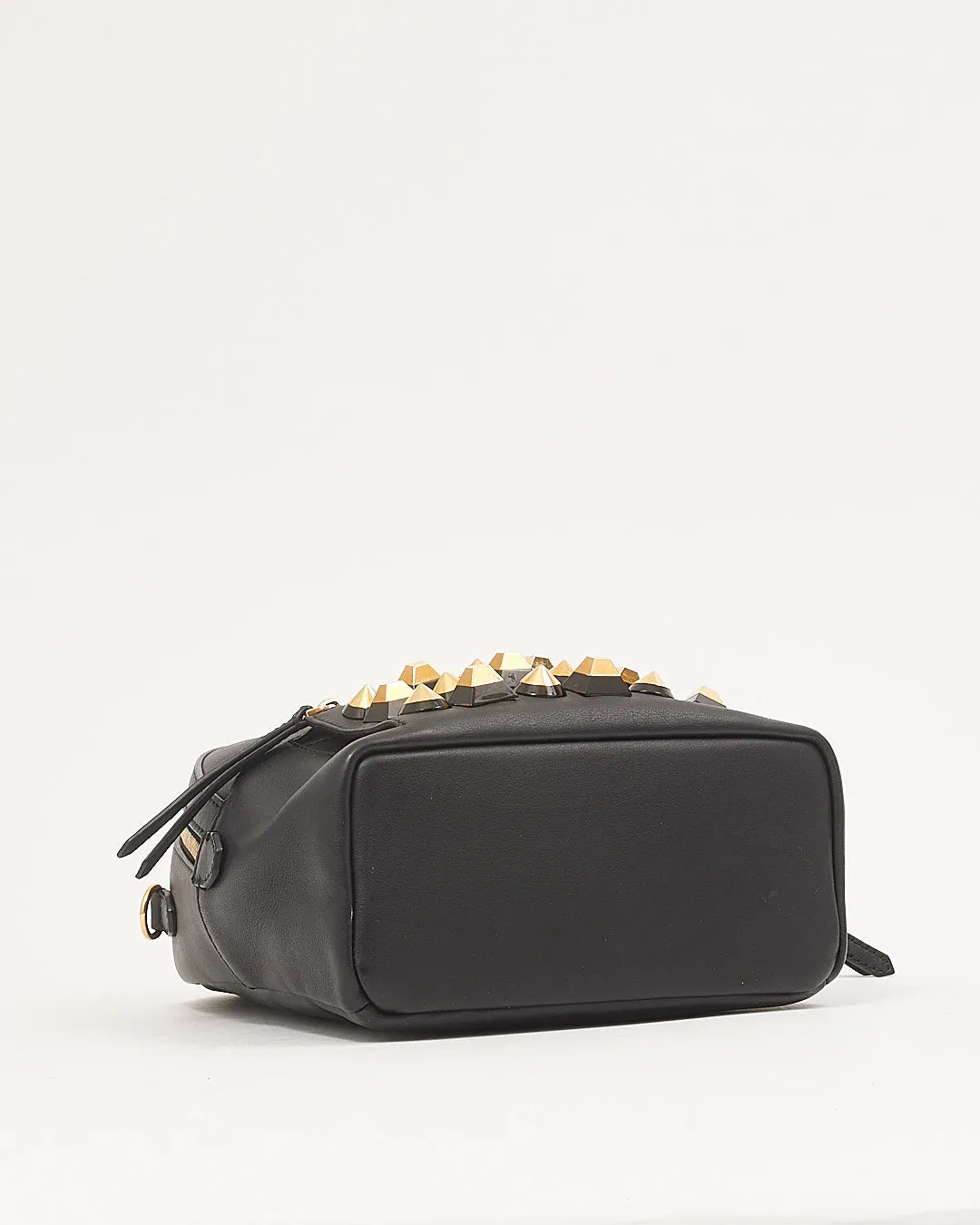 Fendi Black Leather Pyramid Studded Backpack Style Shoulder Bag