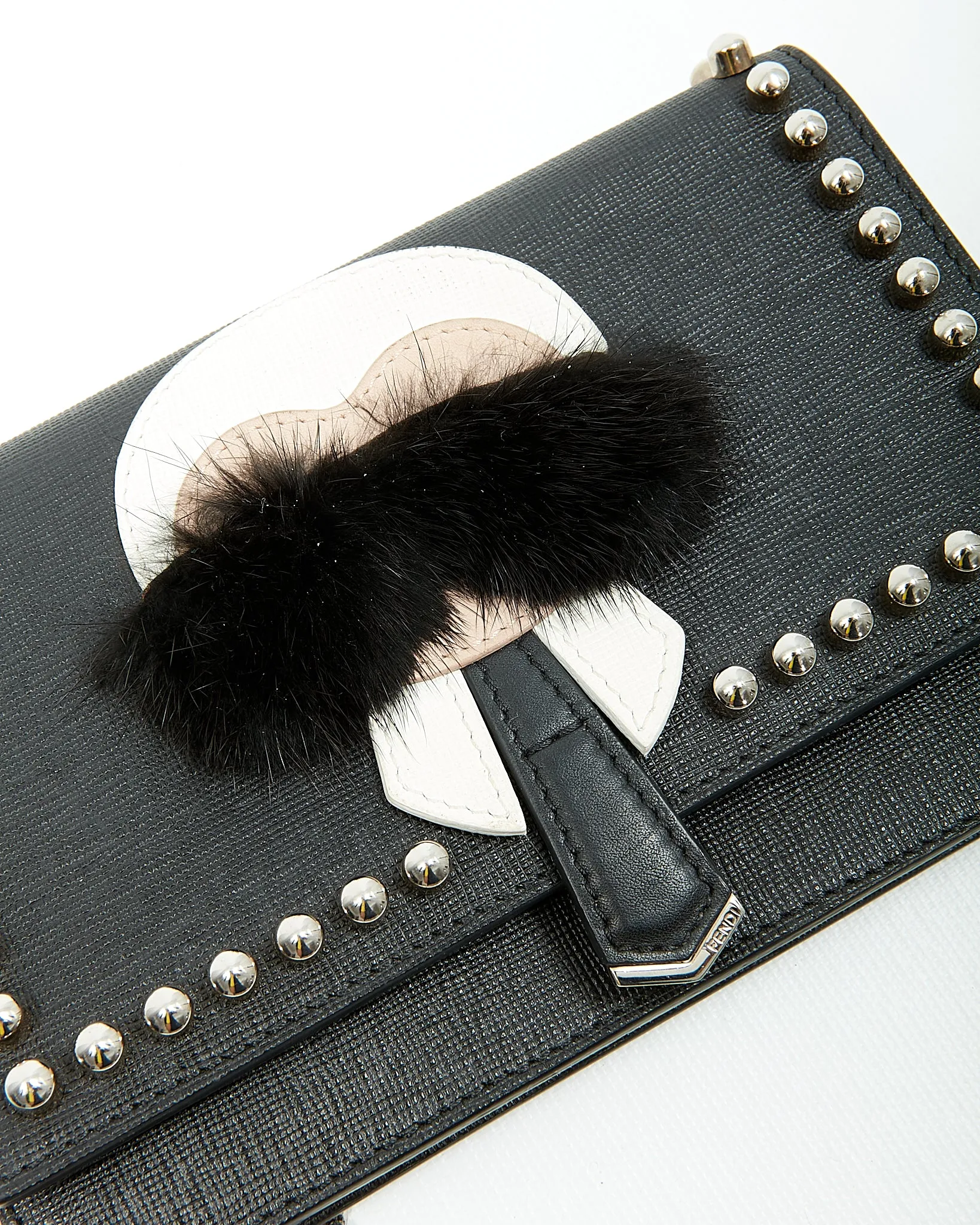 Fendi Black Studded Karlito Wallet On Chain