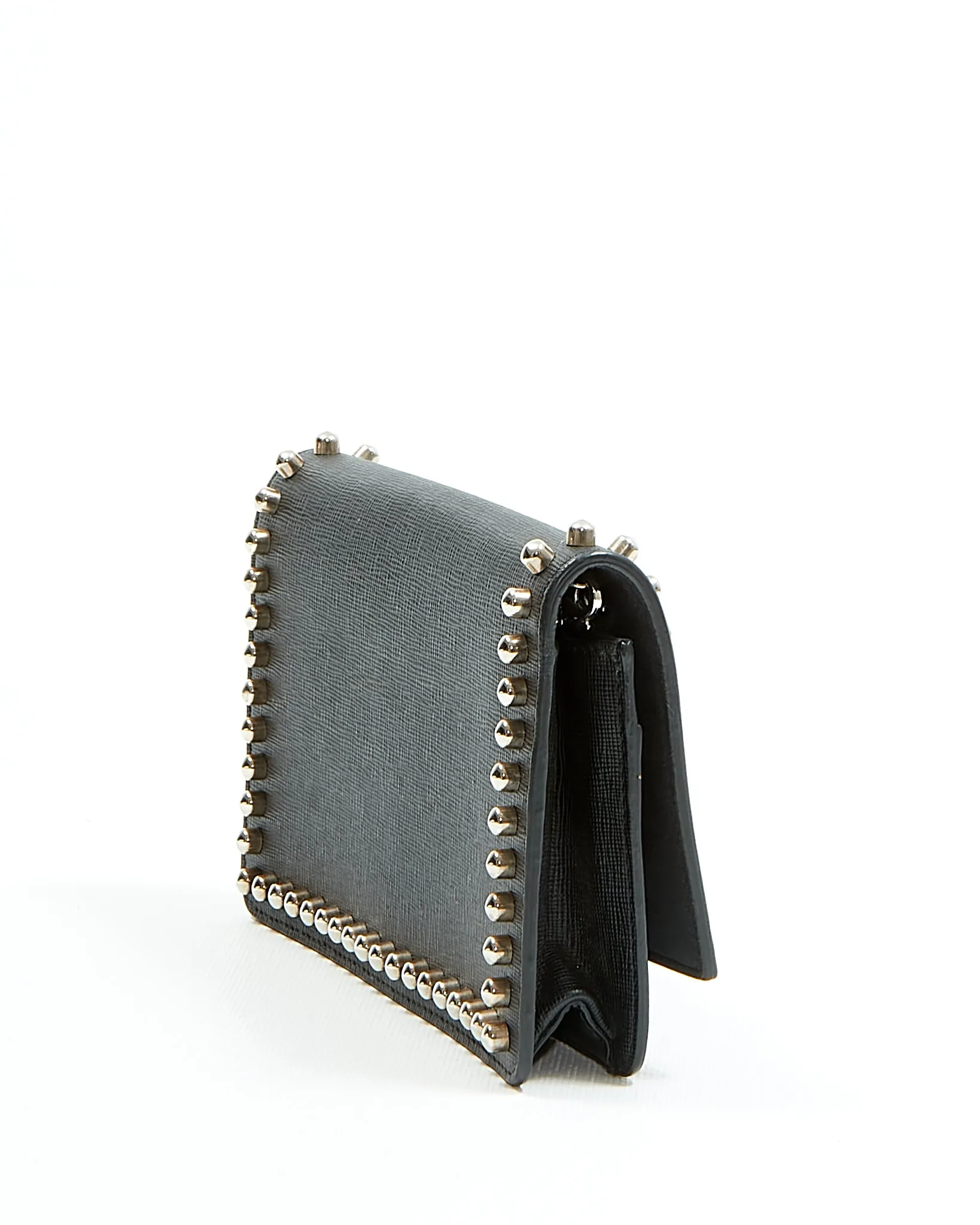 Fendi Black Studded Karlito Wallet On Chain