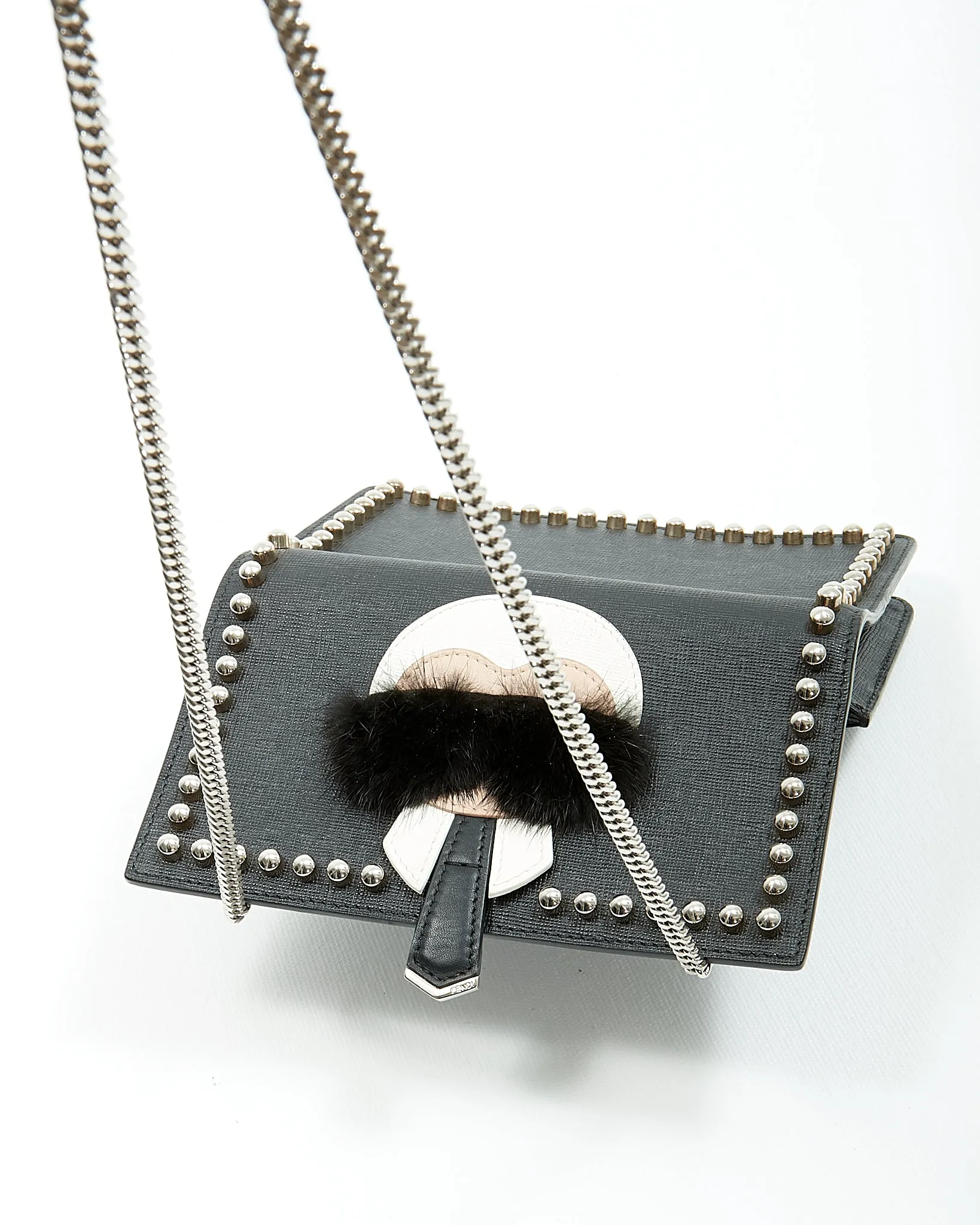 Fendi Black Studded Karlito Wallet On Chain