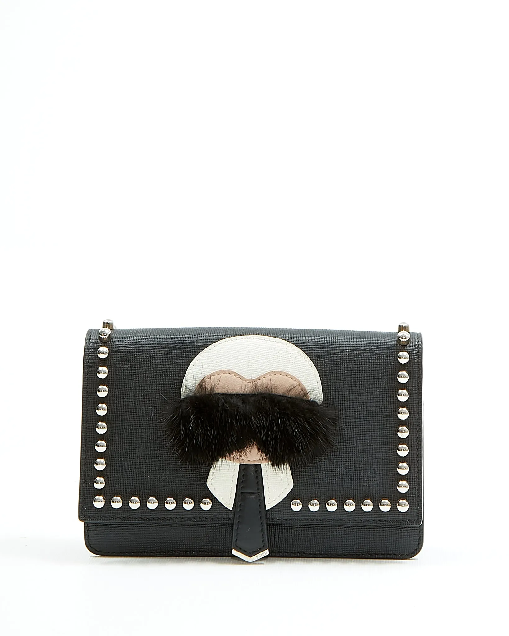 Fendi Black Studded Karlito Wallet On Chain