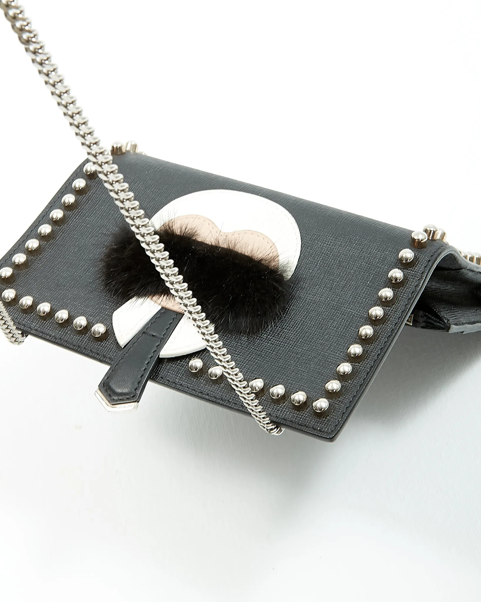 Fendi Black Studded Karlito Wallet On Chain