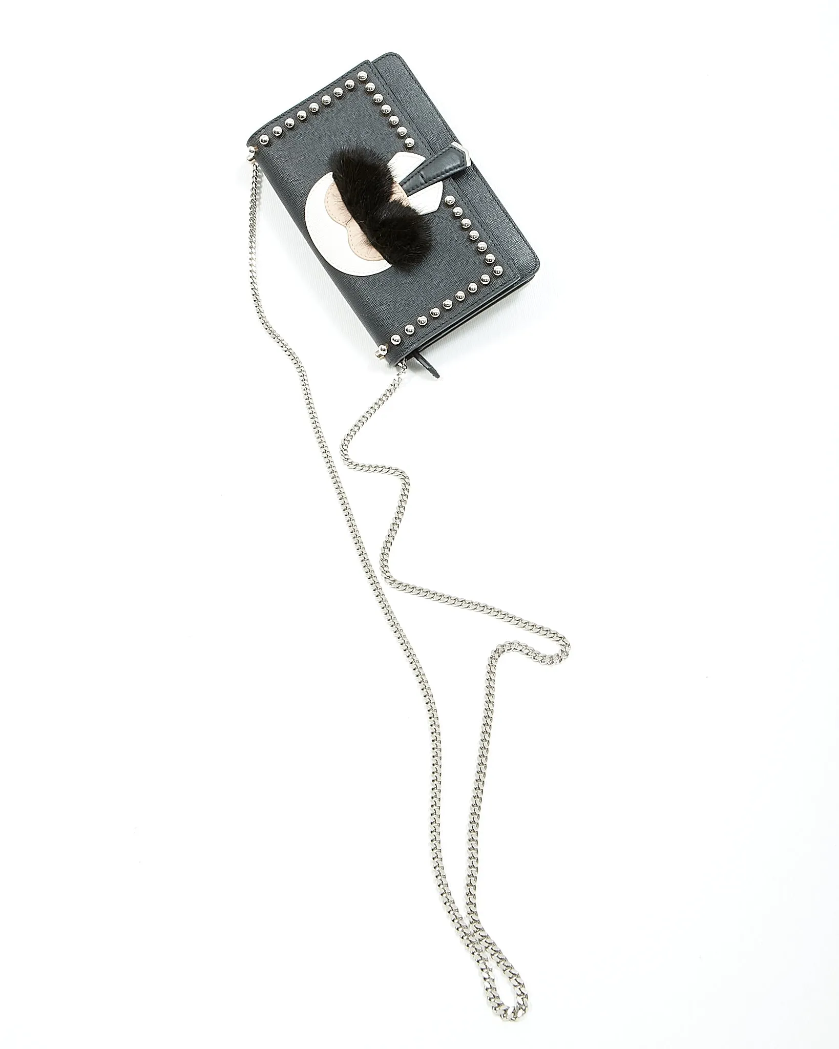 Fendi Black Studded Karlito Wallet On Chain