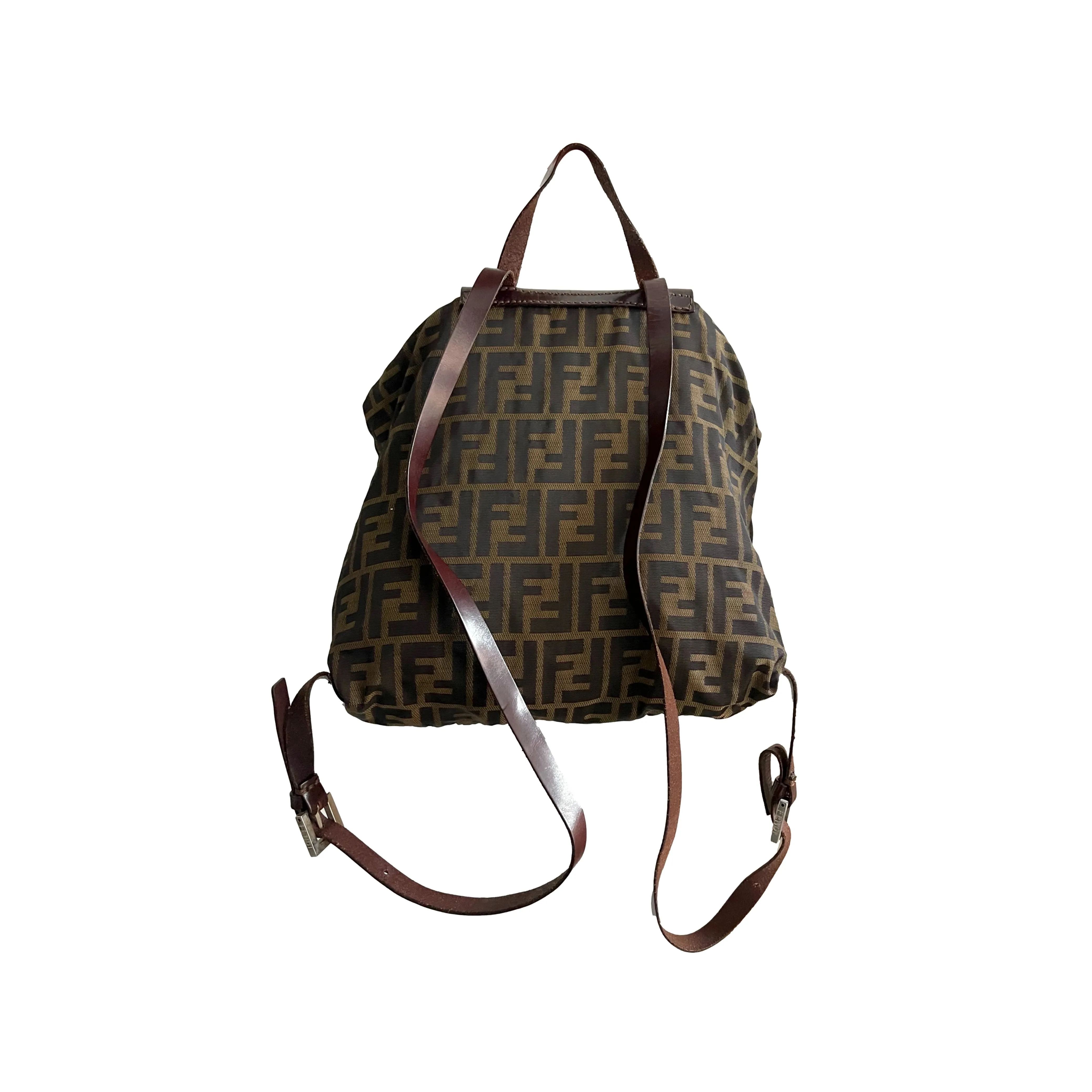 Fendi Brown Logo Backpack