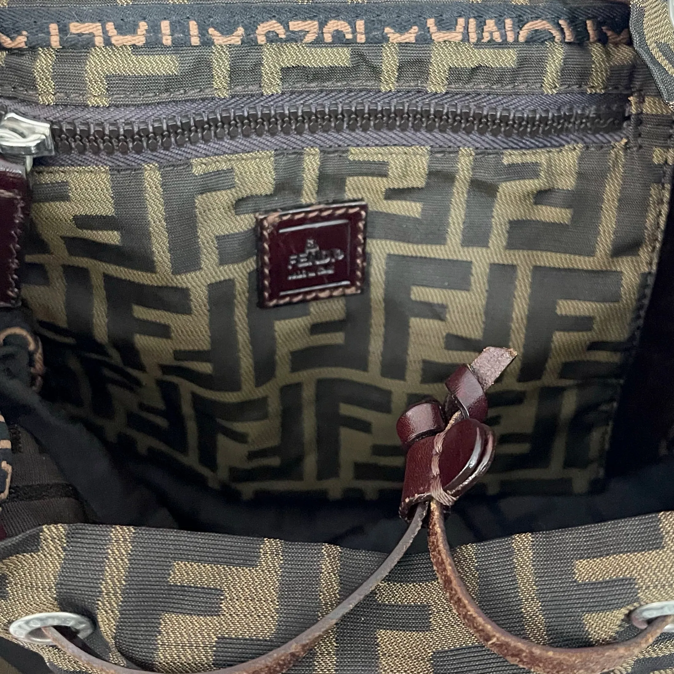 Fendi Brown Logo Backpack