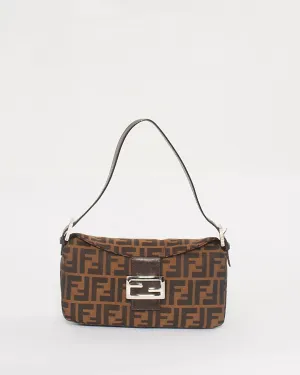 Fendi Tobacco Zucca Fold Over Baguette Shoulder Bag