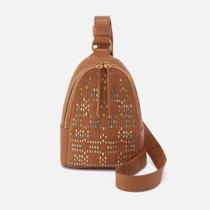 Fern Sling In Pebbled Leather - Warm Honey Pixel Studded