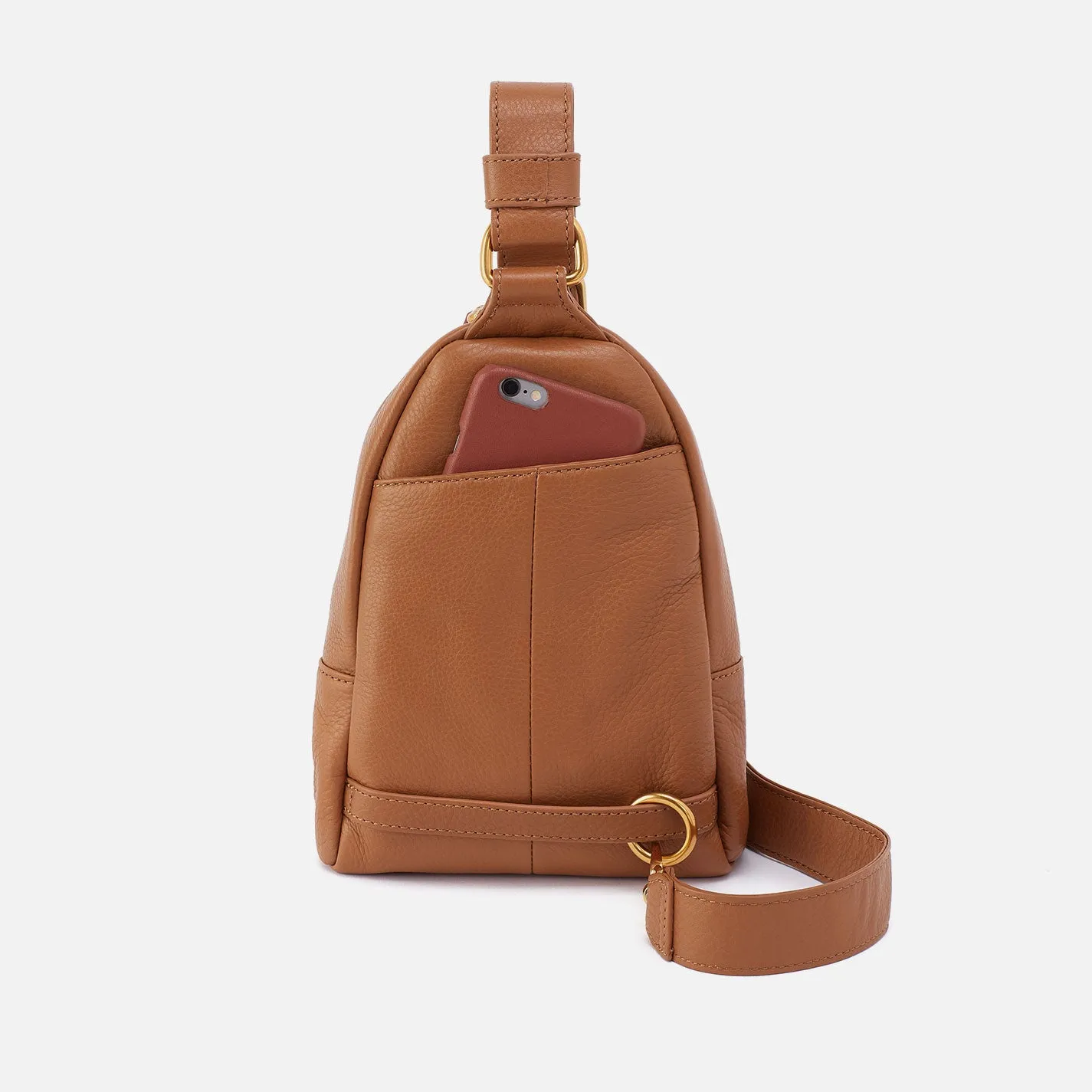 Fern Sling In Pebbled Leather - Warm Honey Pixel Studded