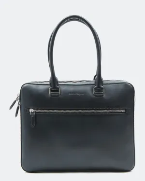 Ferragamo Black Leather Briefcase Bag