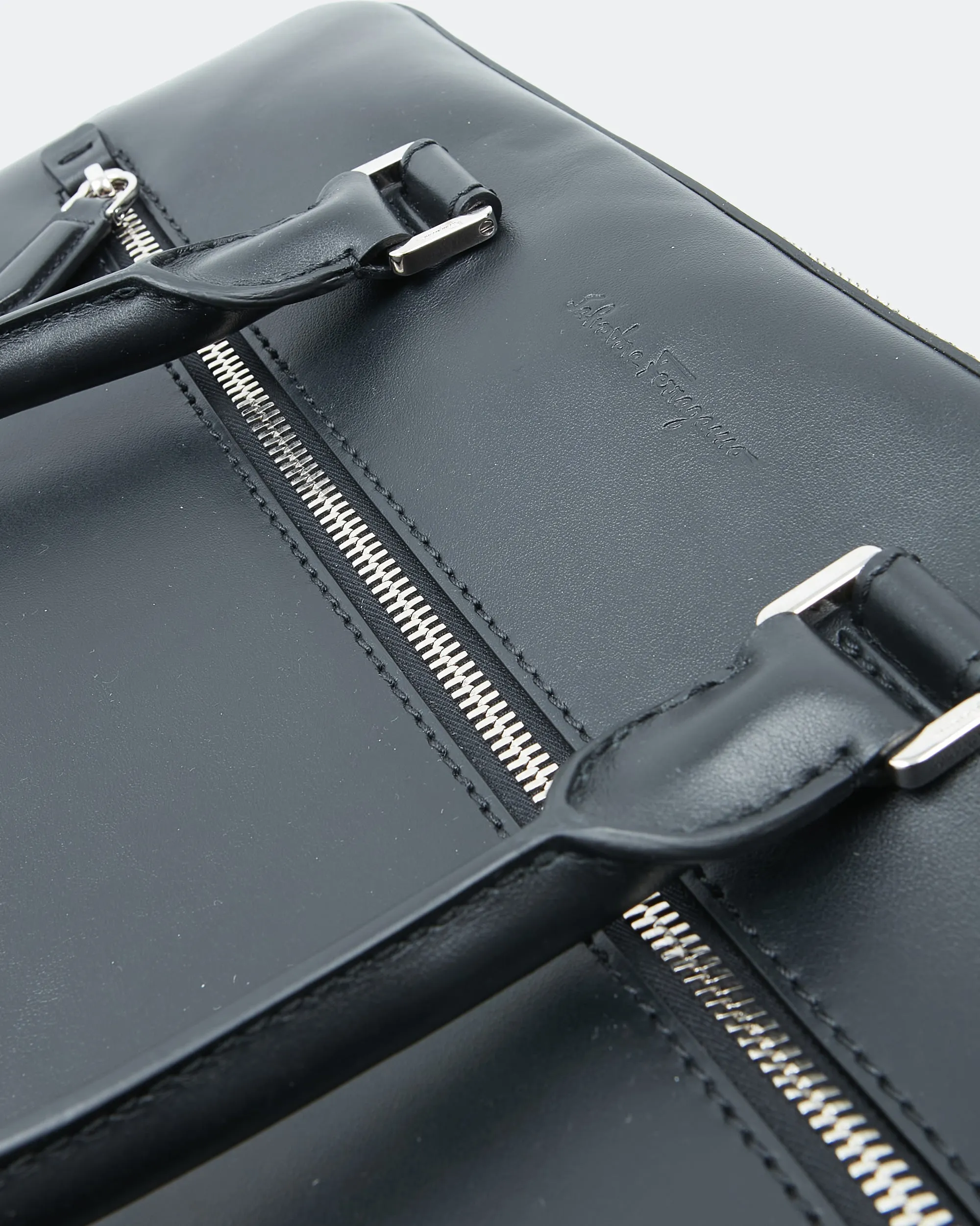 Ferragamo Black Leather Briefcase Bag