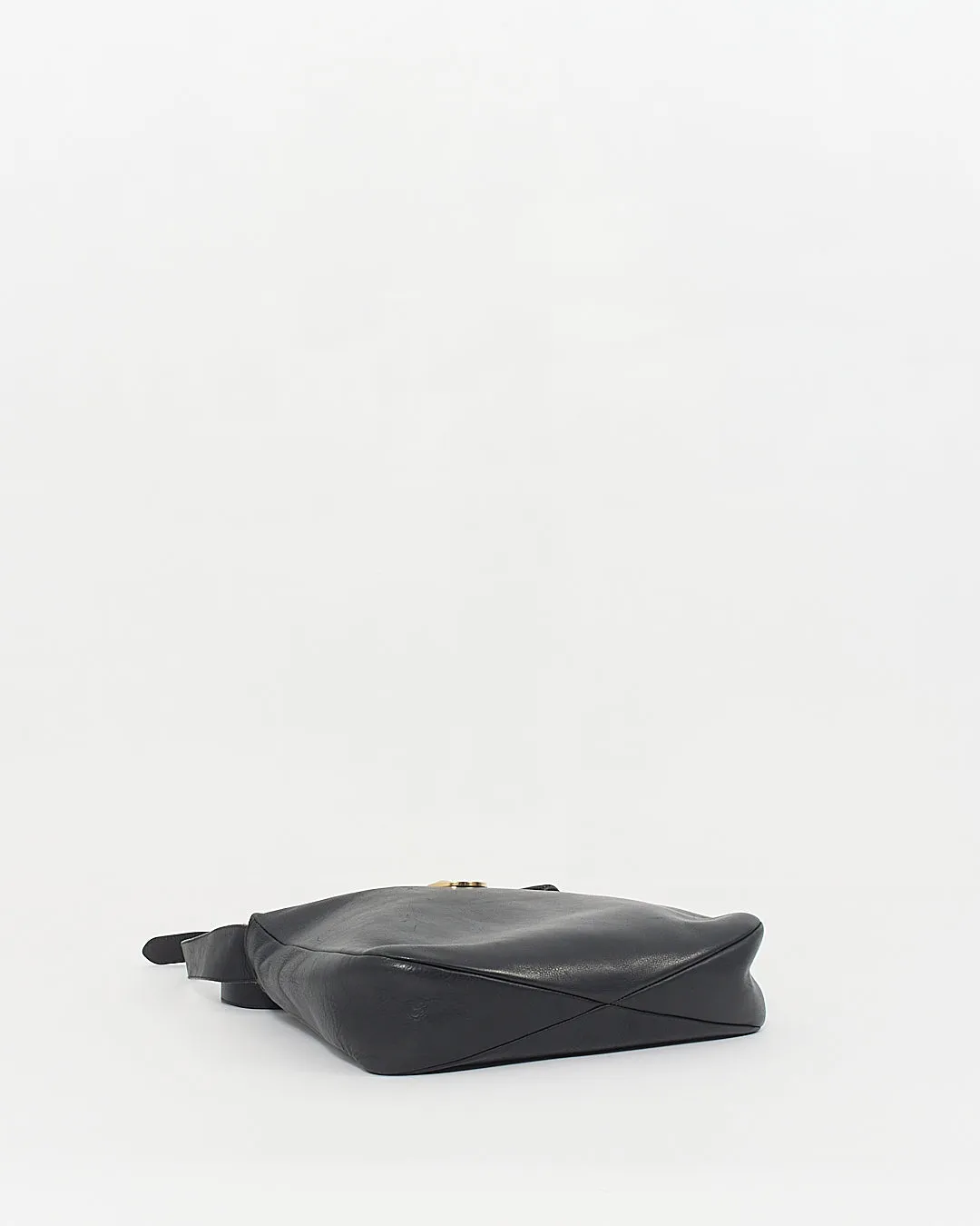 Ferragamo Black Vintage Leather Gancini Crossbody Bag