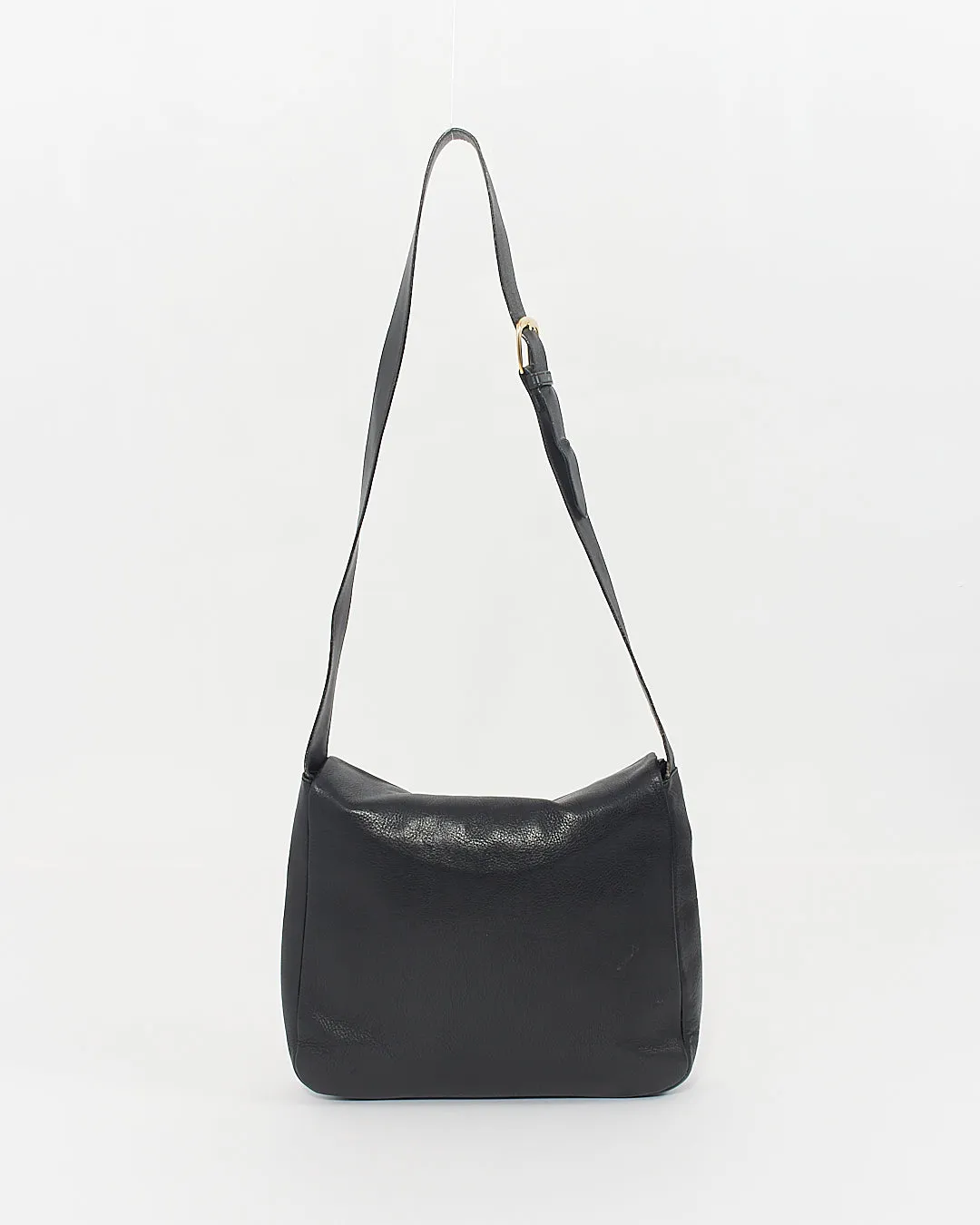 Ferragamo Black Vintage Leather Gancini Crossbody Bag