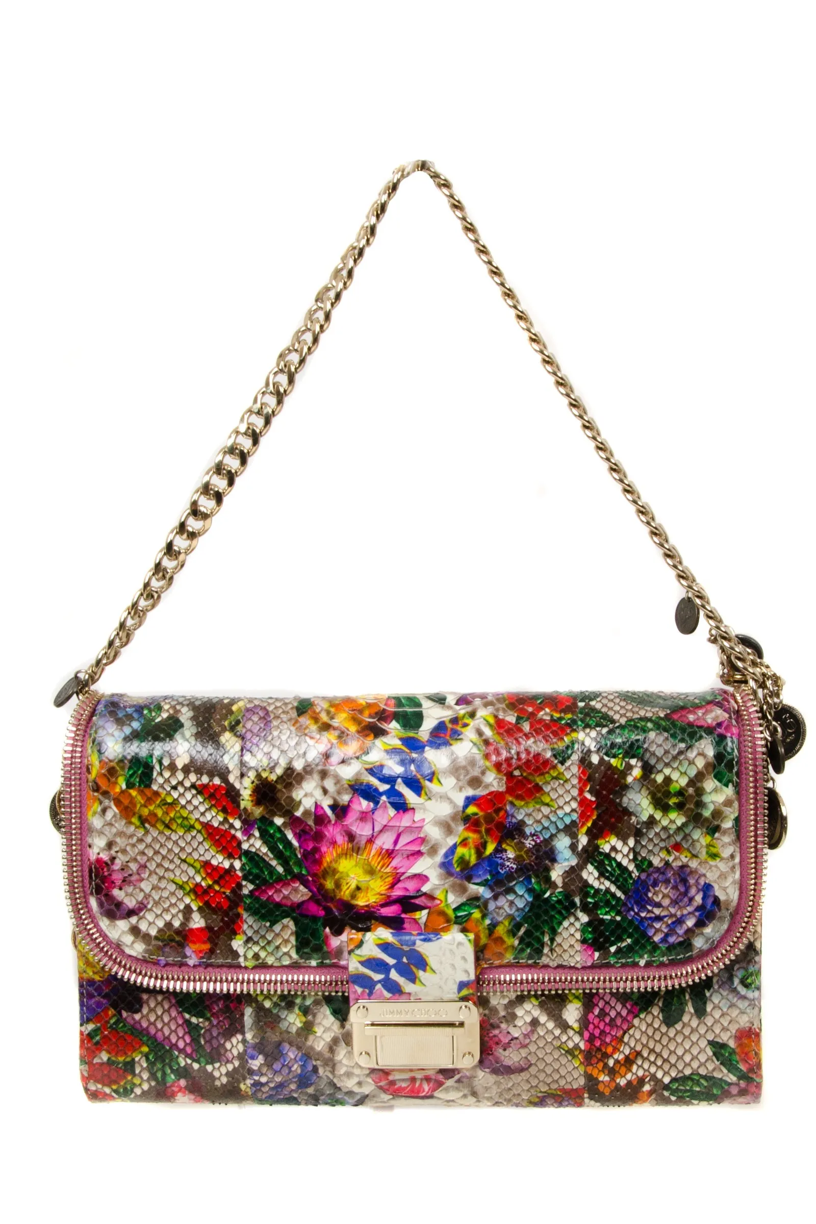 Floral Snakeskin 'Lou' Shoulder Bag