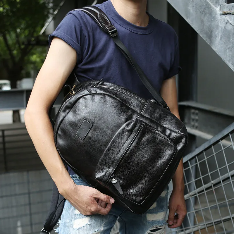 Full Grain Leather Men Travel Backpack Retro Laptop Backpack School Backpack