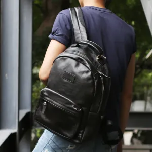 Full Grain Leather Men Travel Backpack Retro Laptop Backpack School Backpack