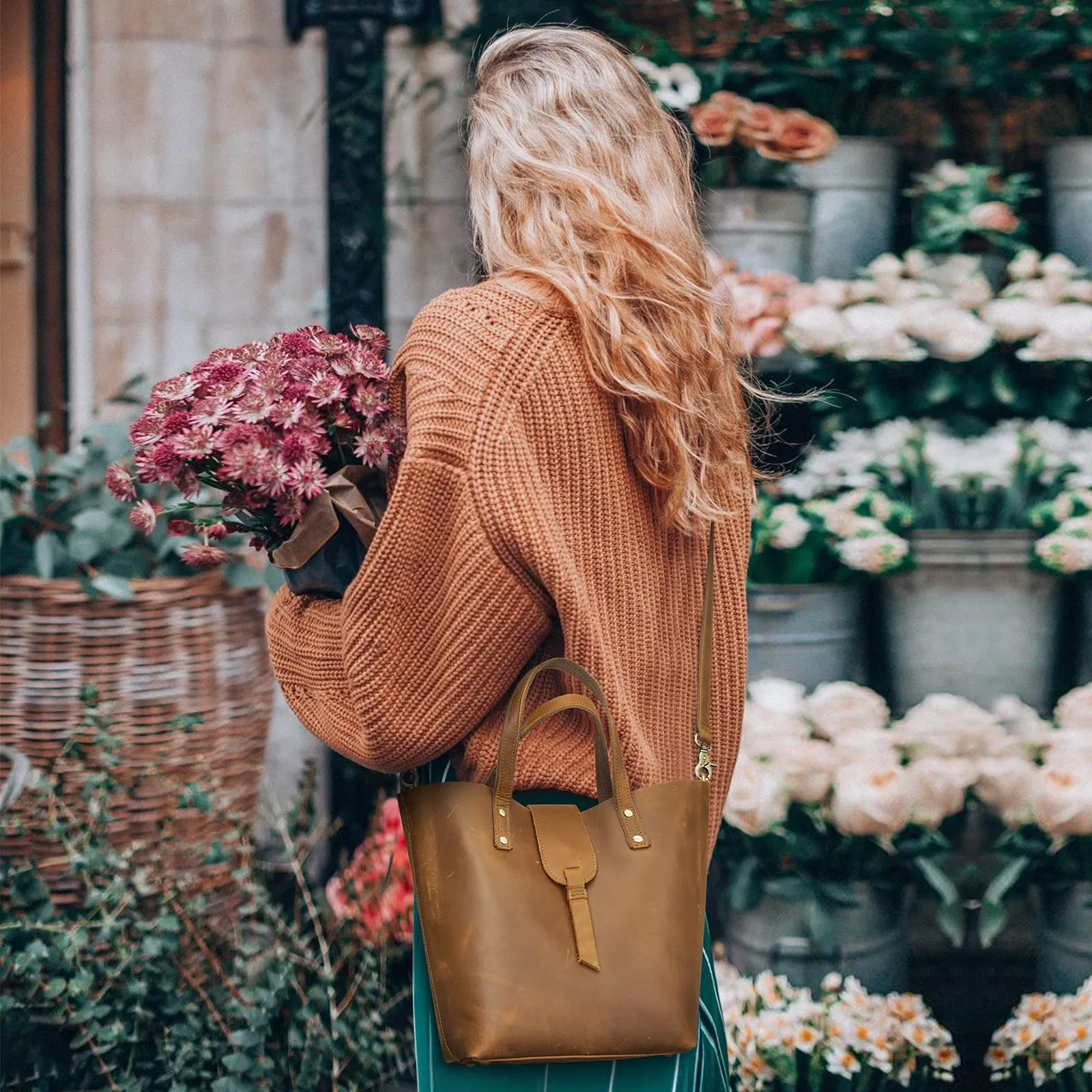 Genuine Leather Top-Handle Crossbody Bags
