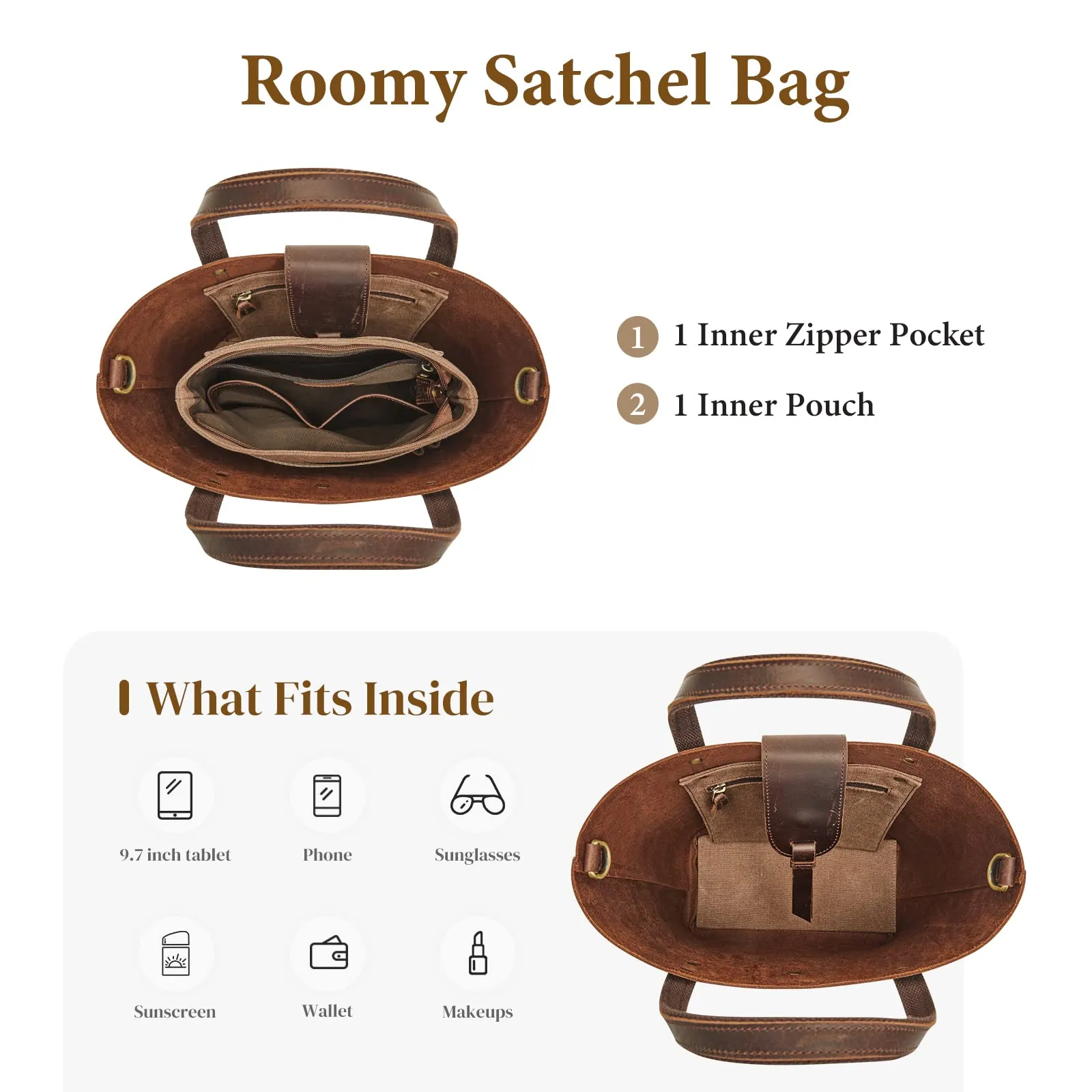 Genuine Leather Top-Handle Crossbody Bags