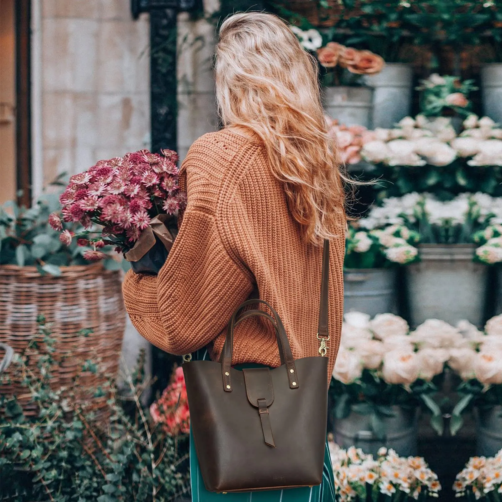 Genuine Leather Top-Handle Crossbody Bags