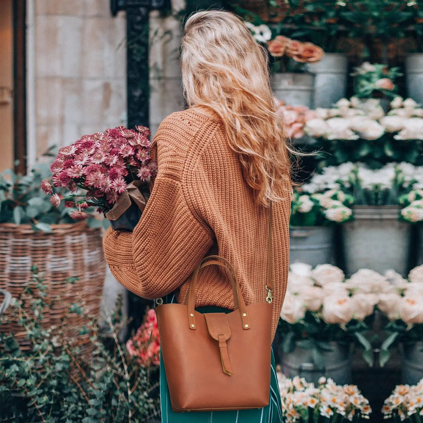 Genuine Leather Top-Handle Crossbody Bags