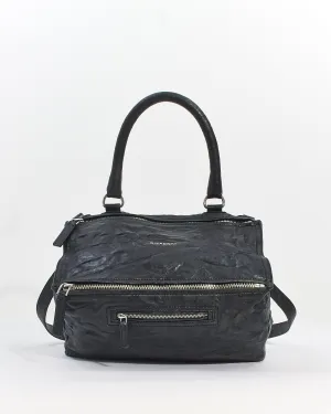 Givenchy Black Distressed Leather Medium Pandora Bag