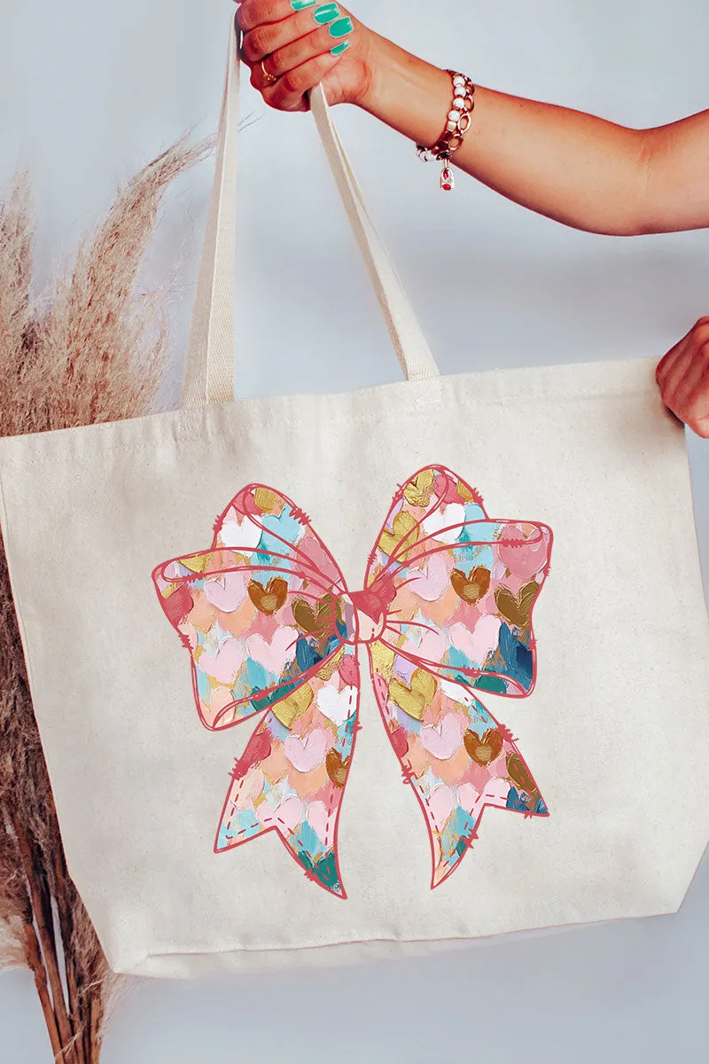 Glitzy Heart Coquette Canvas Jumbo Tote