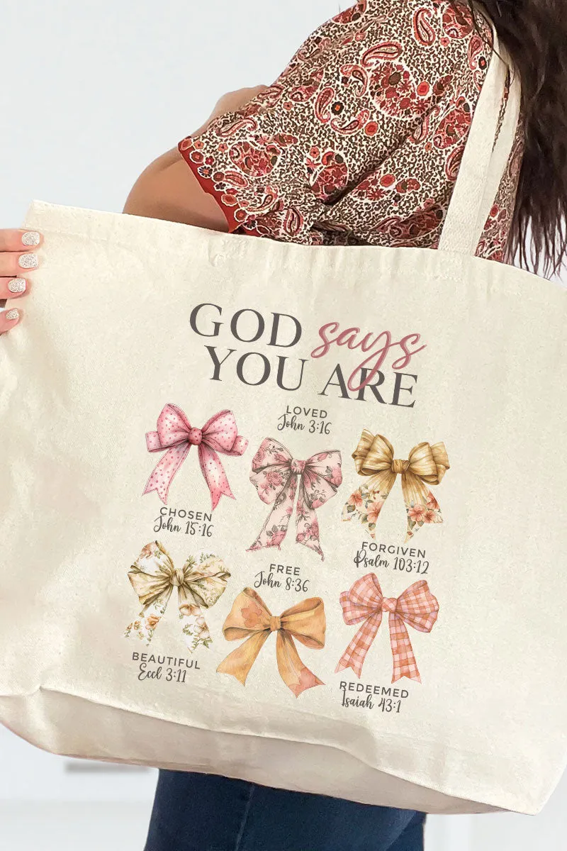 God Says You Are Coquette Canvas Jumbo Tote