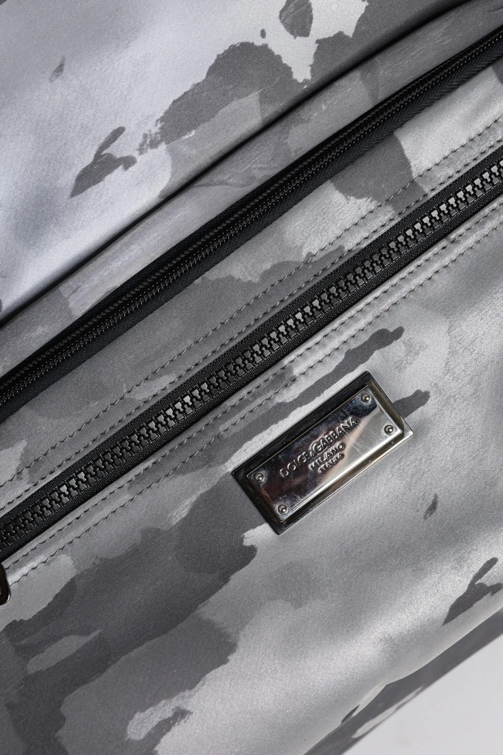 Gray Camo Cotton Multiple Compartments Tote Bag
