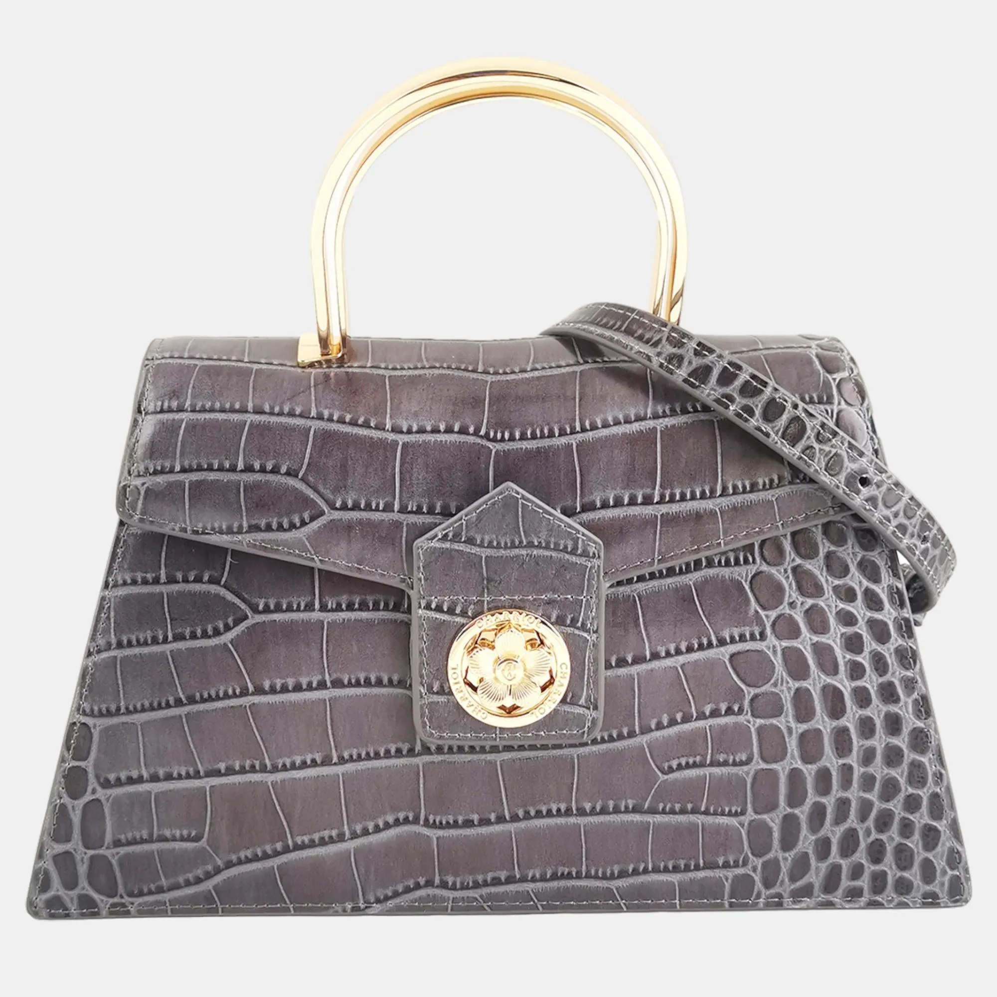 Grey Leather Laetitia Crossbody