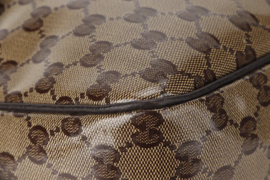 GUCCI (203581 201990) GG MEDIUM BROWN CRYSTAL LEATHER HOBO BAG GOLD HARDWARE WITH DUST COVER