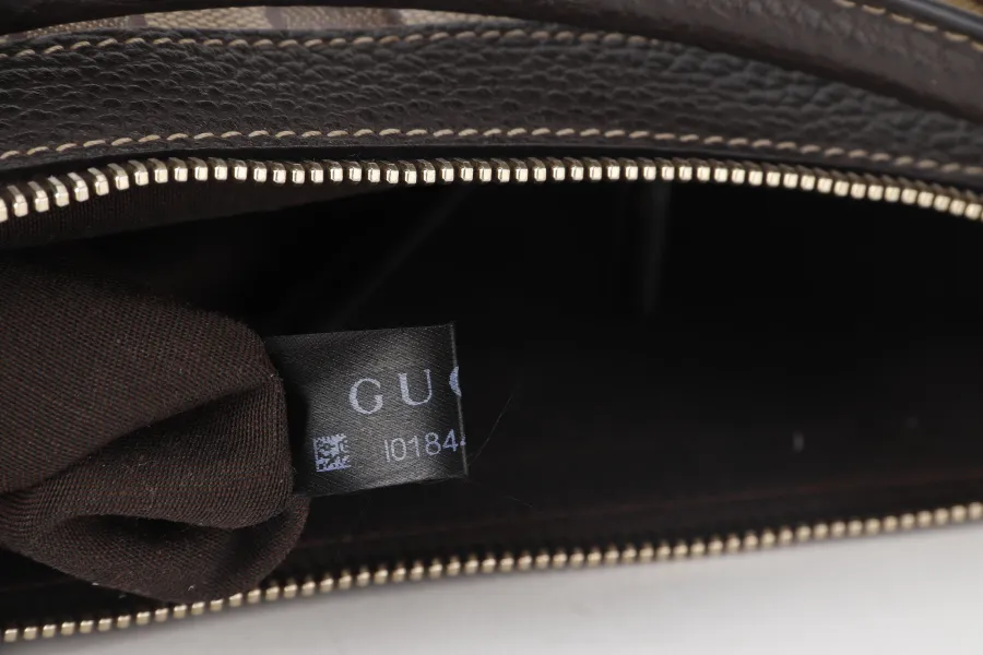 GUCCI (203581 201990) GG MEDIUM BROWN CRYSTAL LEATHER HOBO BAG GOLD HARDWARE WITH DUST COVER