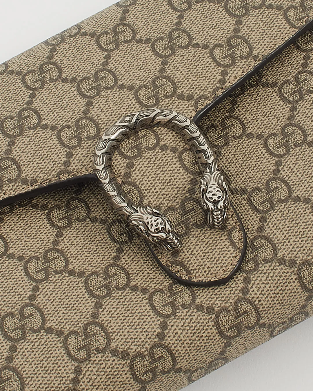 Gucci Beige / Ebony GG Supreme Canvas Dionysus Wallet on Chain