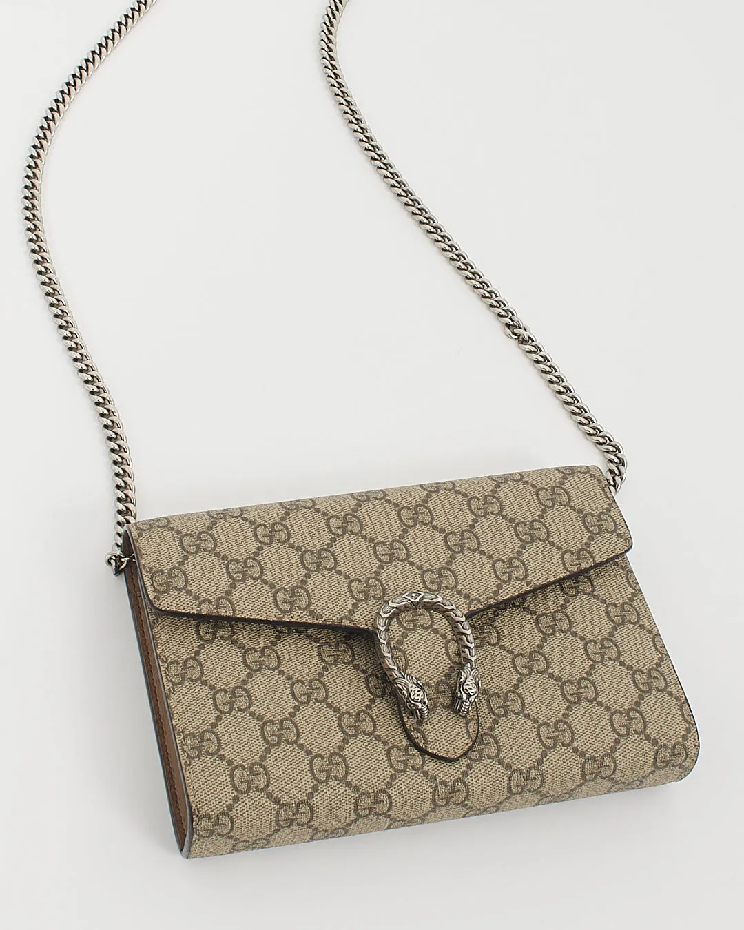Gucci Beige / Ebony GG Supreme Canvas Dionysus Wallet on Chain