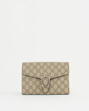 Gucci Beige / Ebony GG Supreme Canvas Dionysus Wallet on Chain