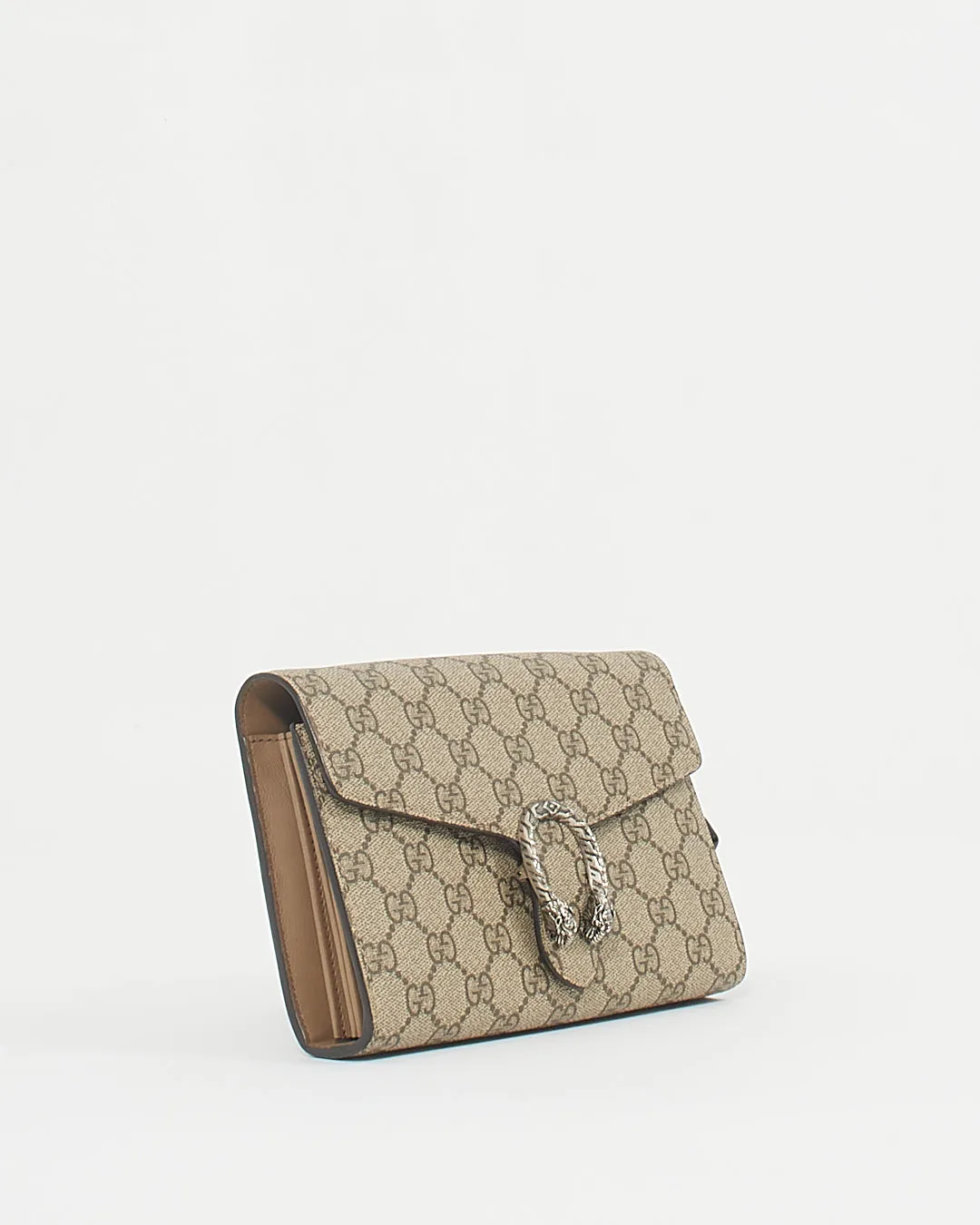 Gucci Beige / Ebony GG Supreme Canvas Dionysus Wallet on Chain
