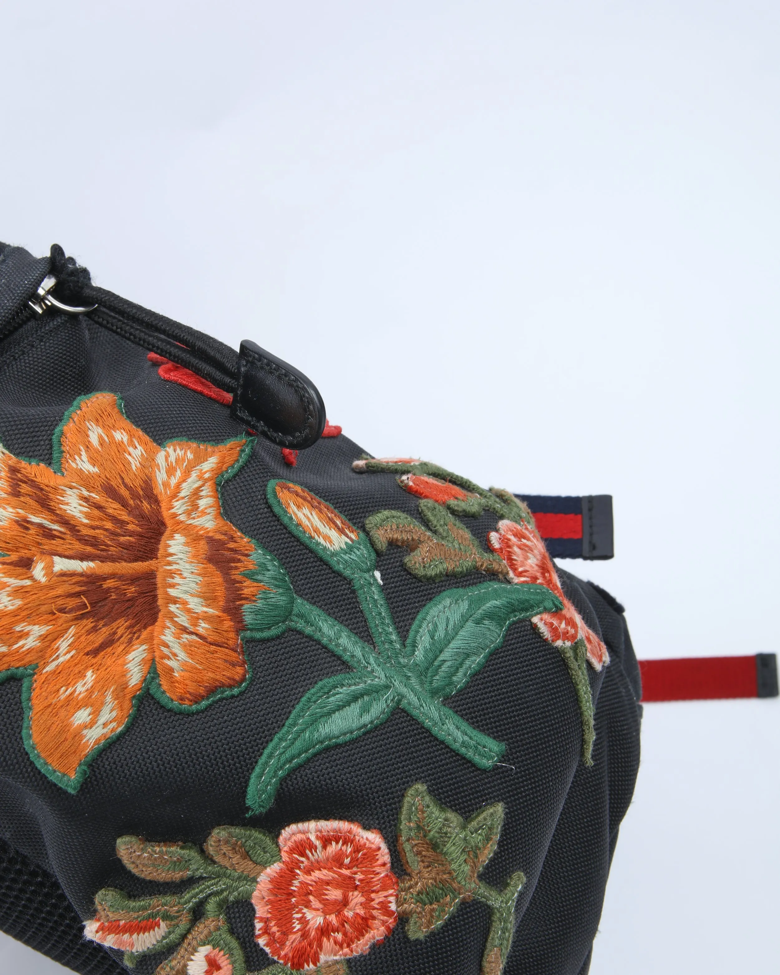 Gucci Black Floral Embroidered L'Aveugle Par Amour Techno Backpack