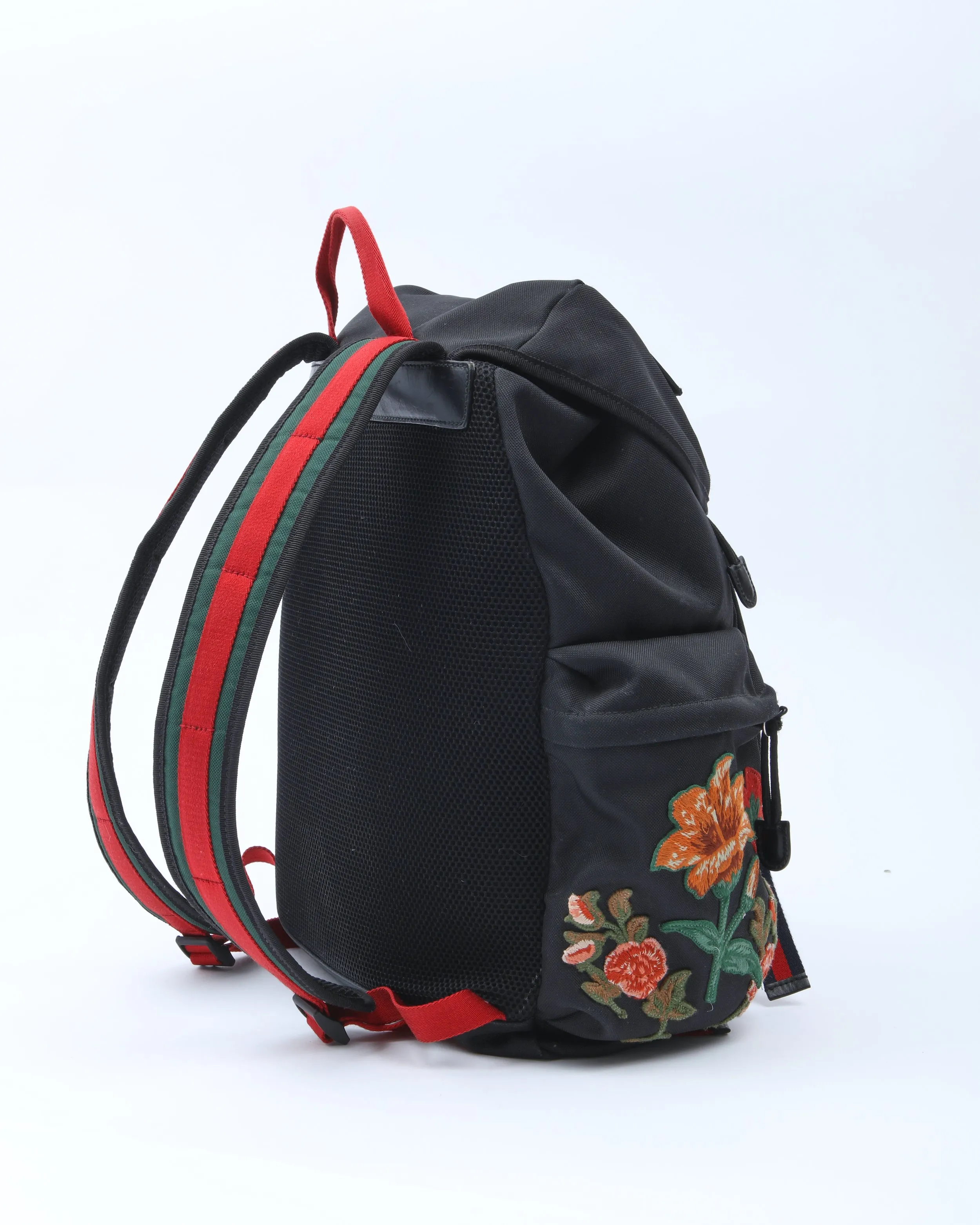 Gucci Black Floral Embroidered L'Aveugle Par Amour Techno Backpack