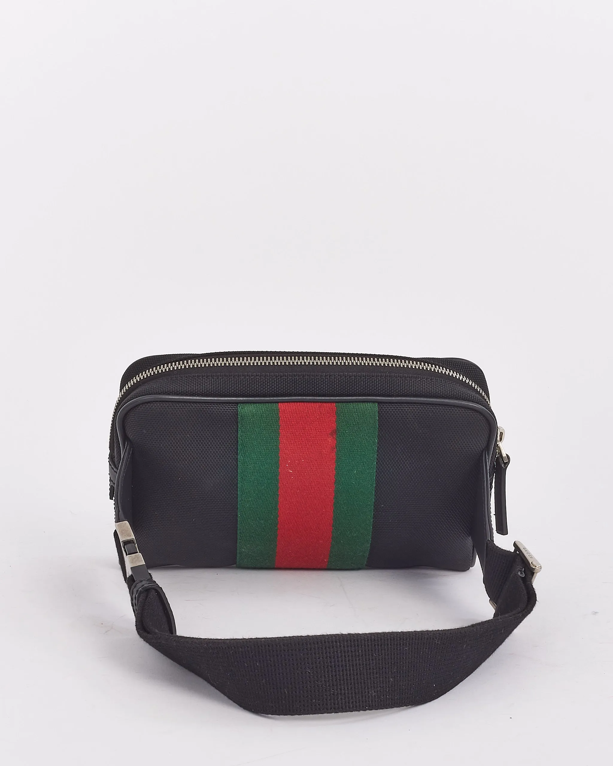 Gucci Black GG Canvas Web Detail Belt Bag
