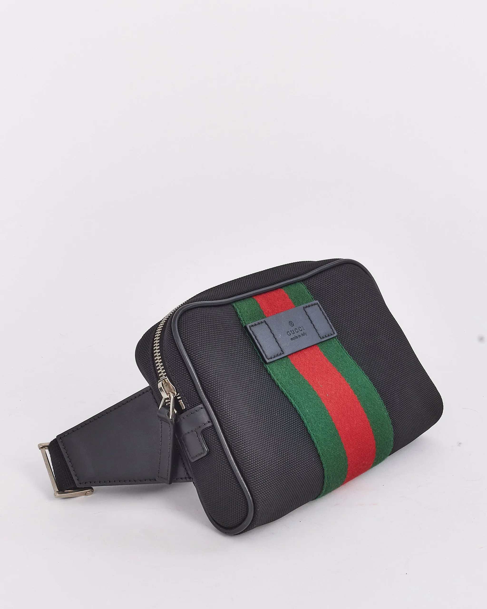 Gucci Black GG Canvas Web Detail Belt Bag