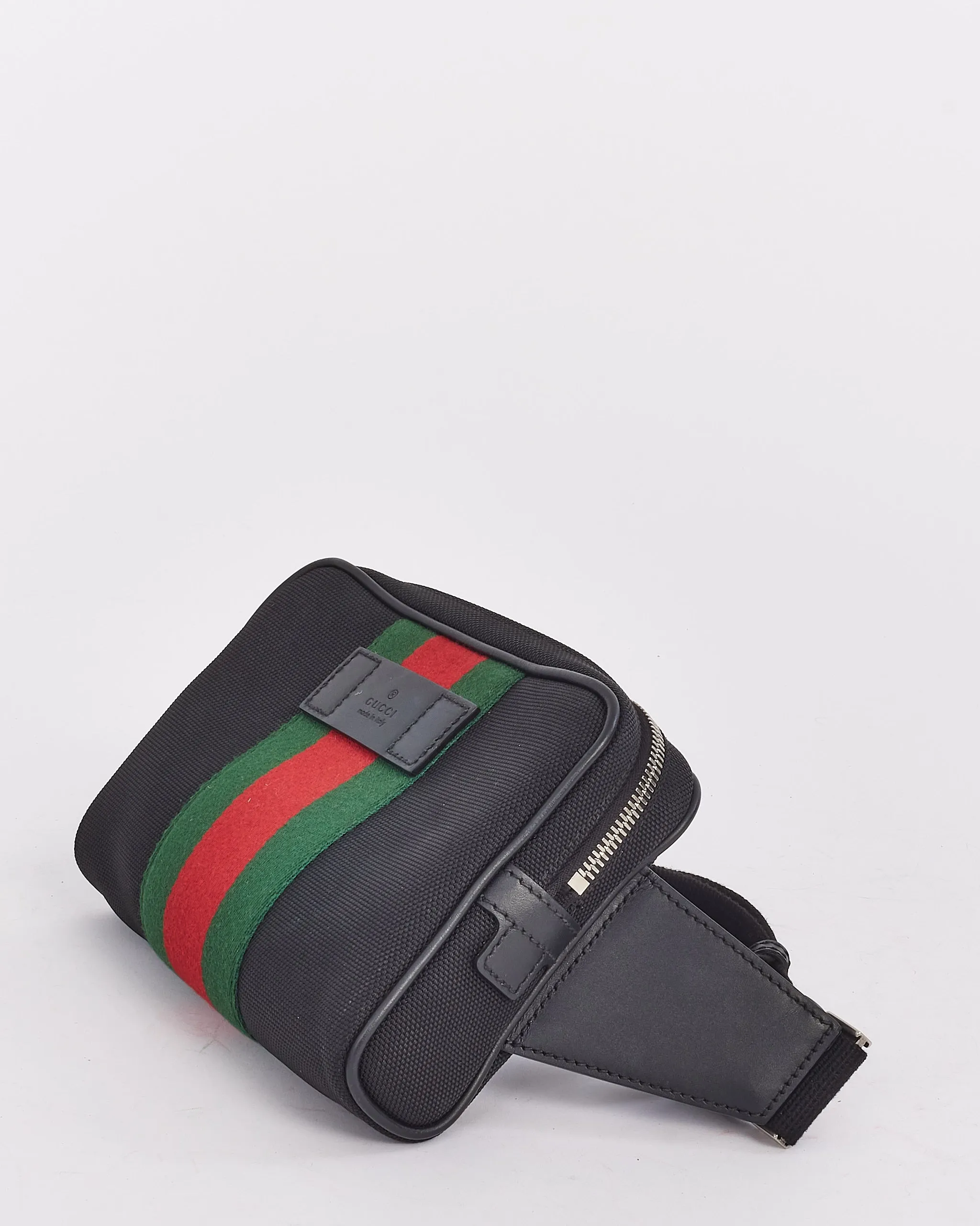 Gucci Black GG Canvas Web Detail Belt Bag