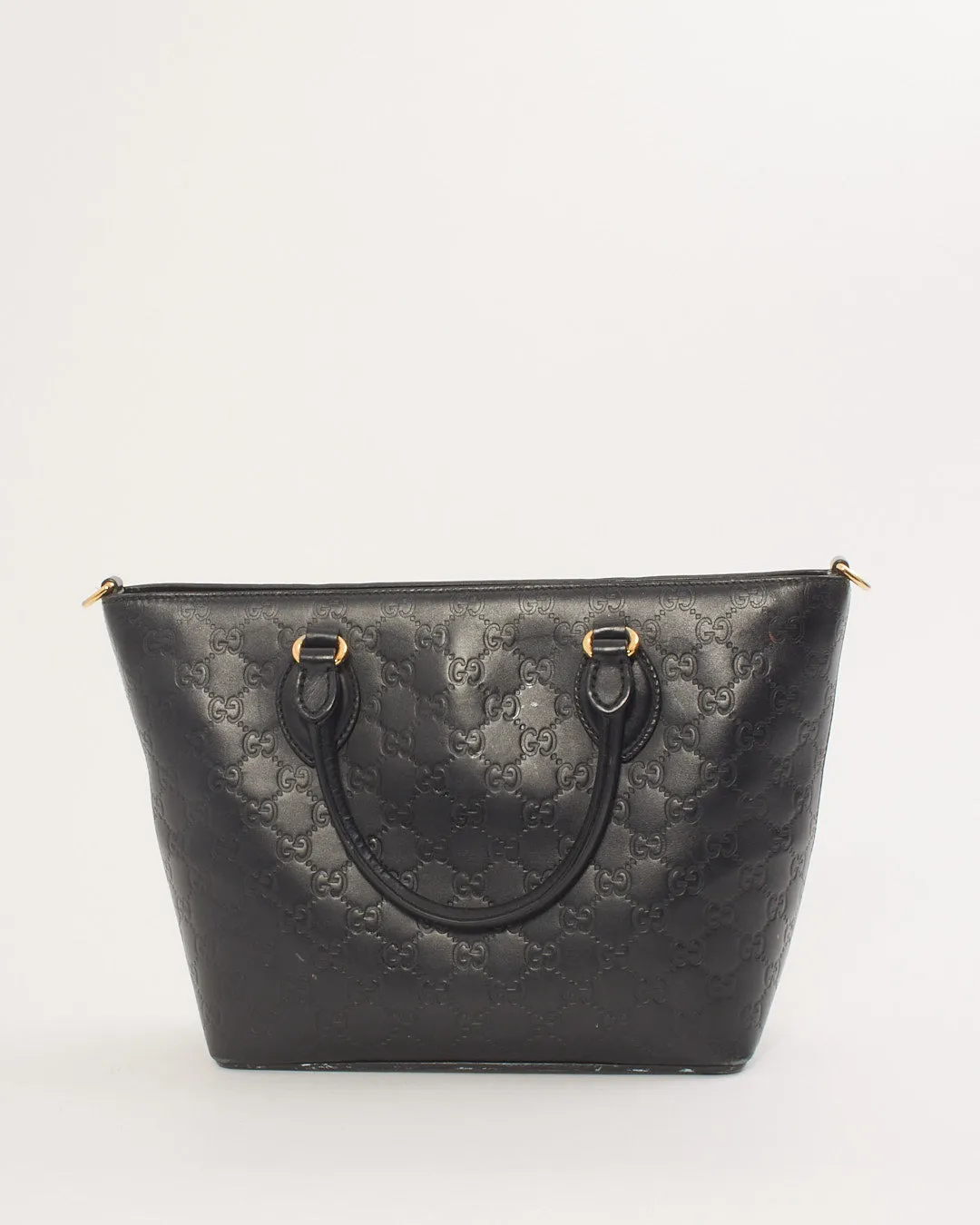 Gucci Black GG Monogram Shima Leather Tote