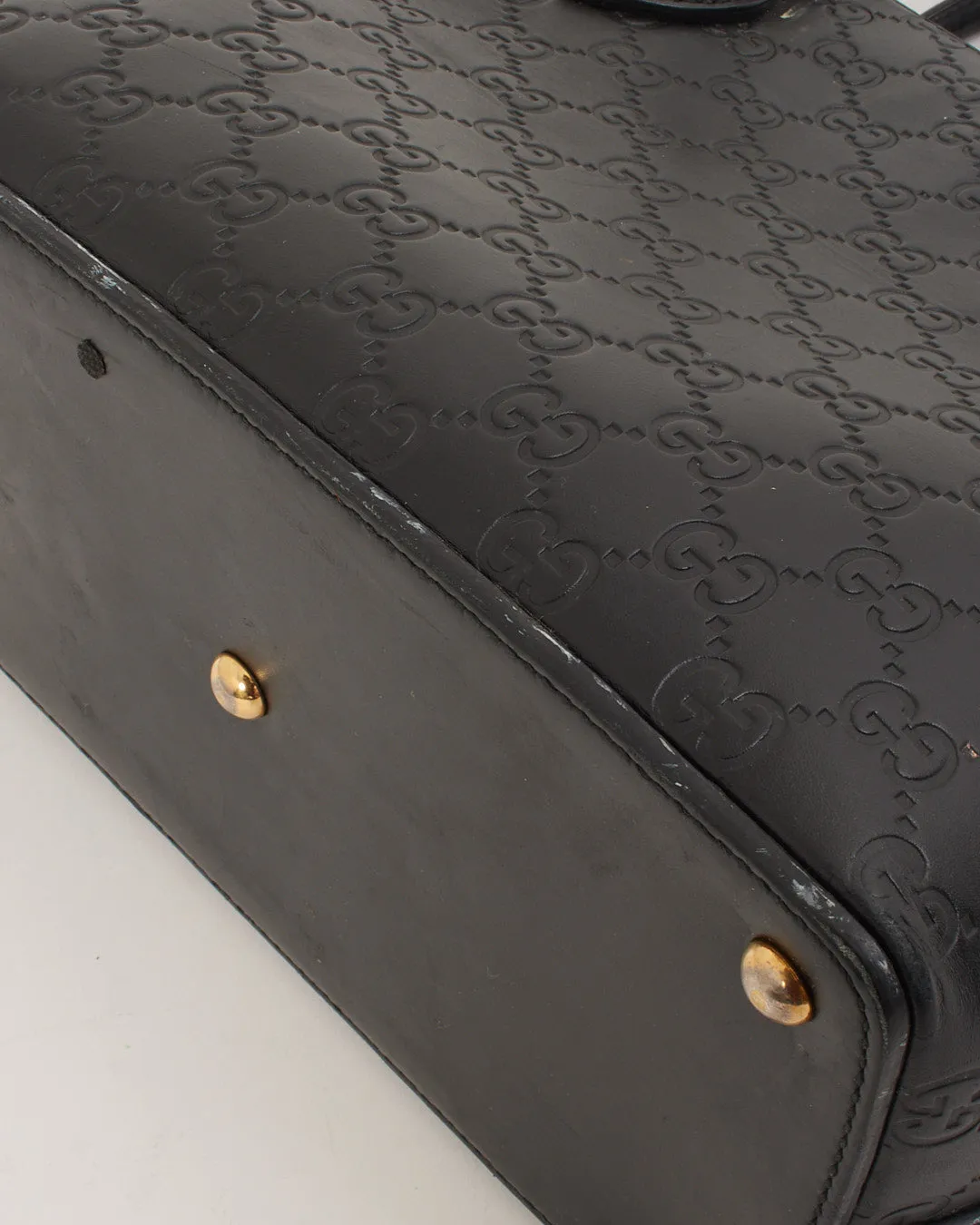 Gucci Black GG Monogram Shima Leather Tote