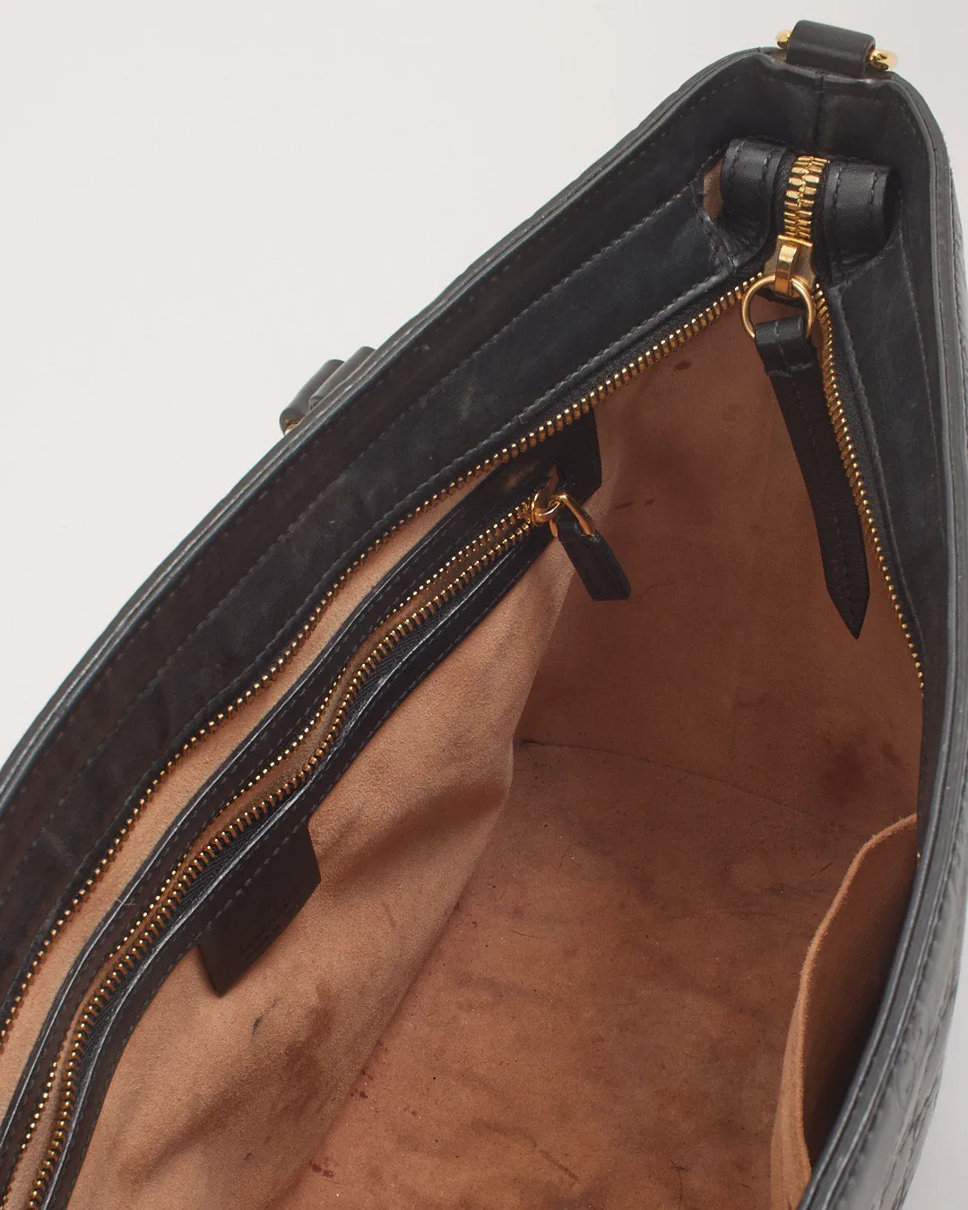 Gucci Black GG Monogram Shima Leather Tote